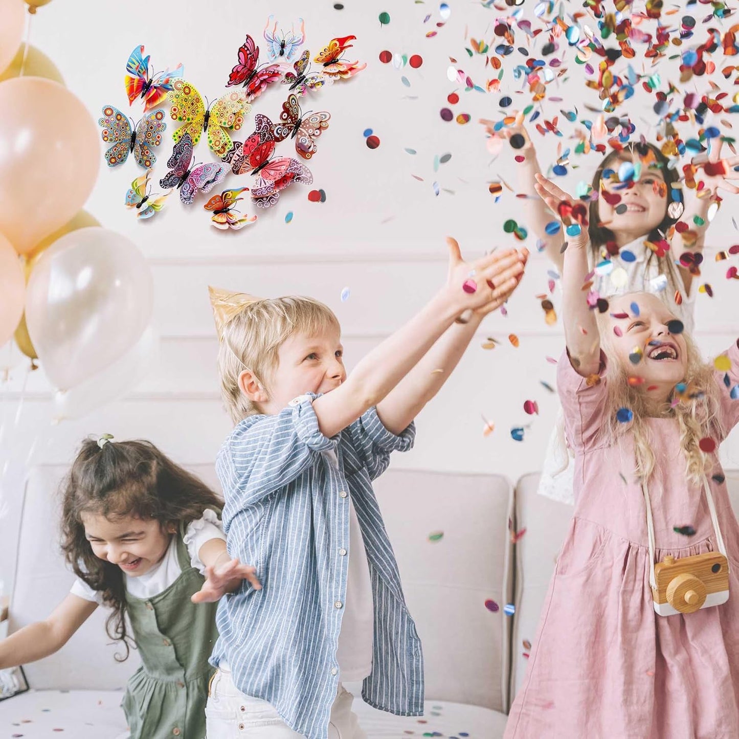 Butterfly Wall Decor 24/48 PCS, 3D Butterflies Stickers for Party Decorations with Magnets (Circl, 24)