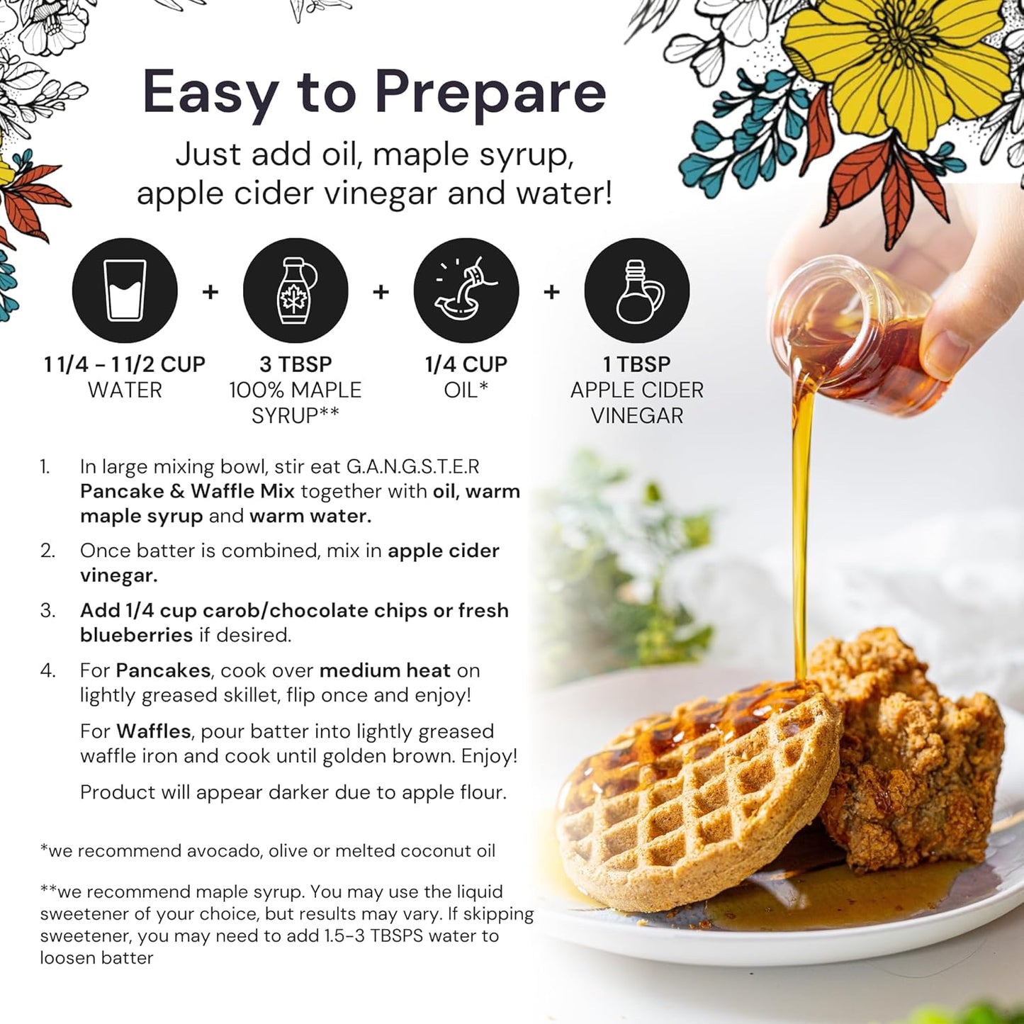 eat G.A.N.G.S.T.E.R. Vegan Pancake & Waffle Mix - Allergy-Friendly Baking Mix, Grain-Free, No Dairy, Nuts, Gluten, Dairy - For Paleo & AIP Diets, Fluffy Pancake & Crispy Waffle Breakfast Food
