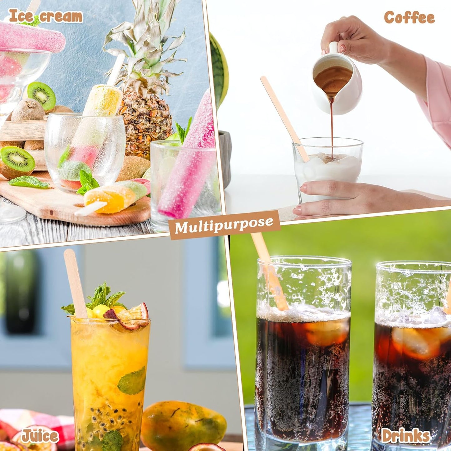 Meanplan 4000 Pack Birch Wood Coffee Stir Sticks 7 Inch Disposable Wooden Coffee Stirrers Bulk Long Tea Stirring Stick Round End Swizzle Beverage Mixer for Cocktail Hot Chocolate Drink Summer