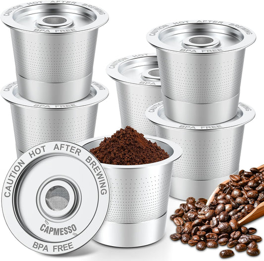 6 Pack Reusable K Cups Coffee Pods for Keurig 1.0: Stainless Steel Refillable K Cup - Reusable Coffee Filter for Keurig 1.0 Coffee Maker, Permanent, Eco-Friendly, Innovative Design