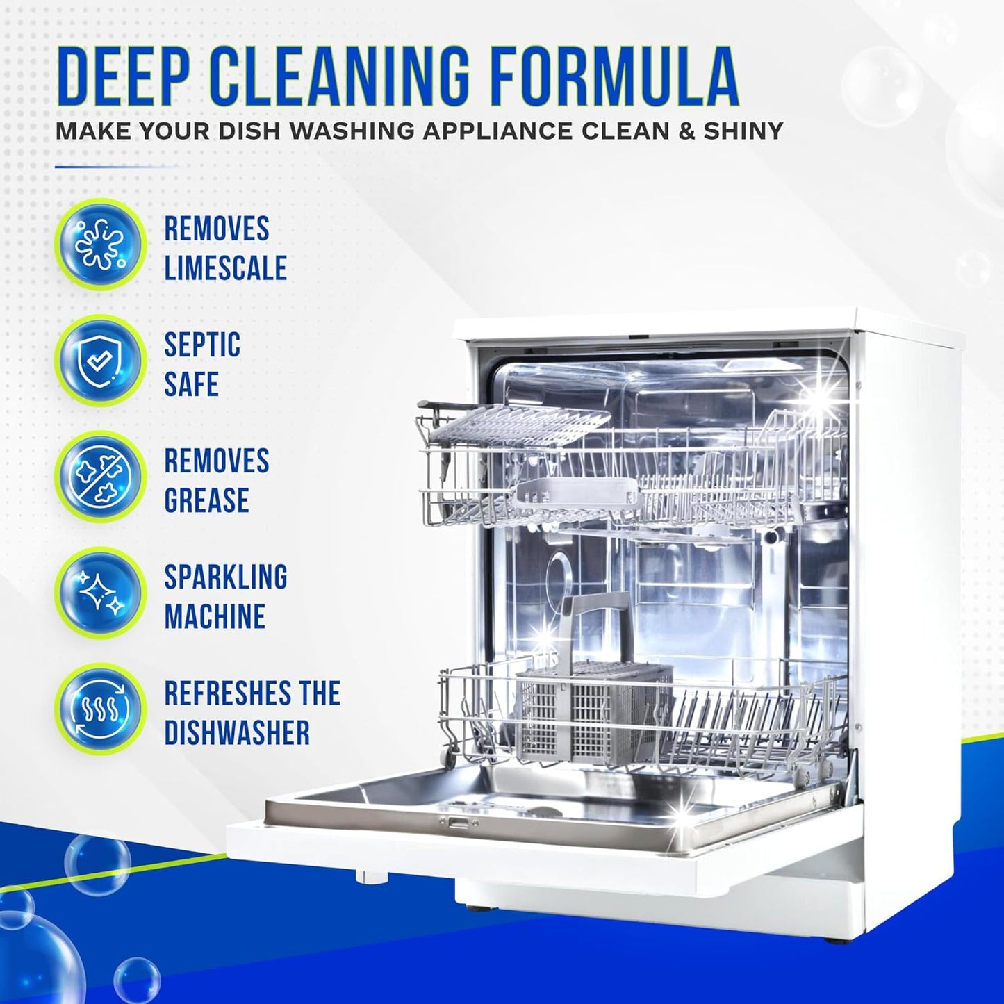 Dishwasher Cleaner and Deodorizer Tablets 26-Pack, Deep Cleaning Descaler for Dishwasher Machine, Heavy Duty, Septic Safe, Removes Grease & Build-ups, 1 Year of Cleaning Supplies (Unscented)