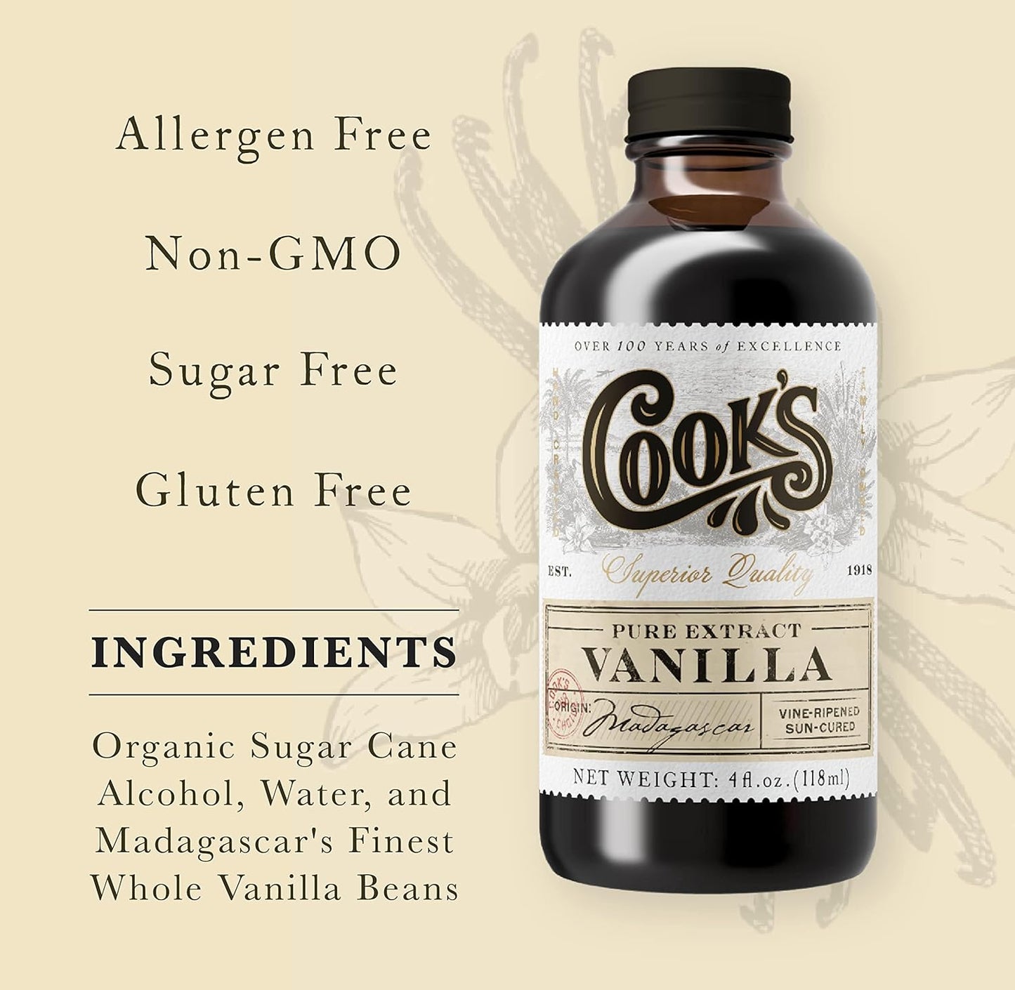 Cook's, Choice Premium Quality Pure Vanilla Extract, 128 oz (1 Gallon)