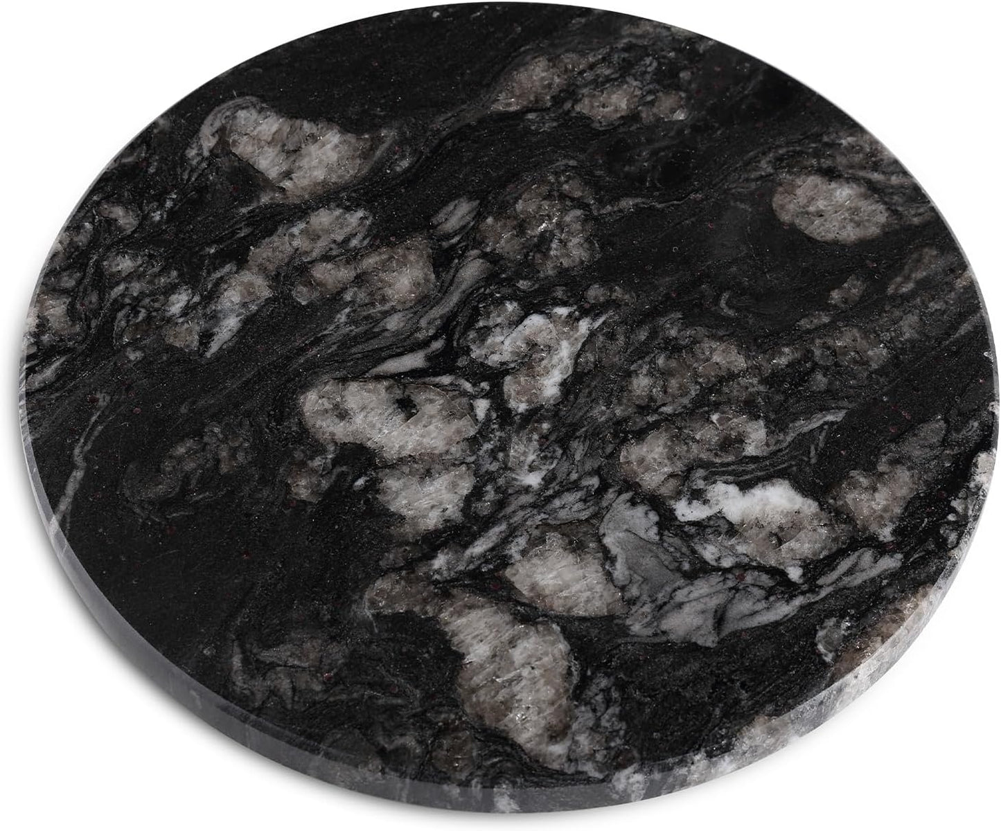 Koville Brazilian Natural Marble Cutting Board for Kitchen, 11" Round Hand Crafted Marble Slab for Cheese, Charcuterie, Pastry Board - Wedding Gift, House Warming Gift(Blue Fantasy)