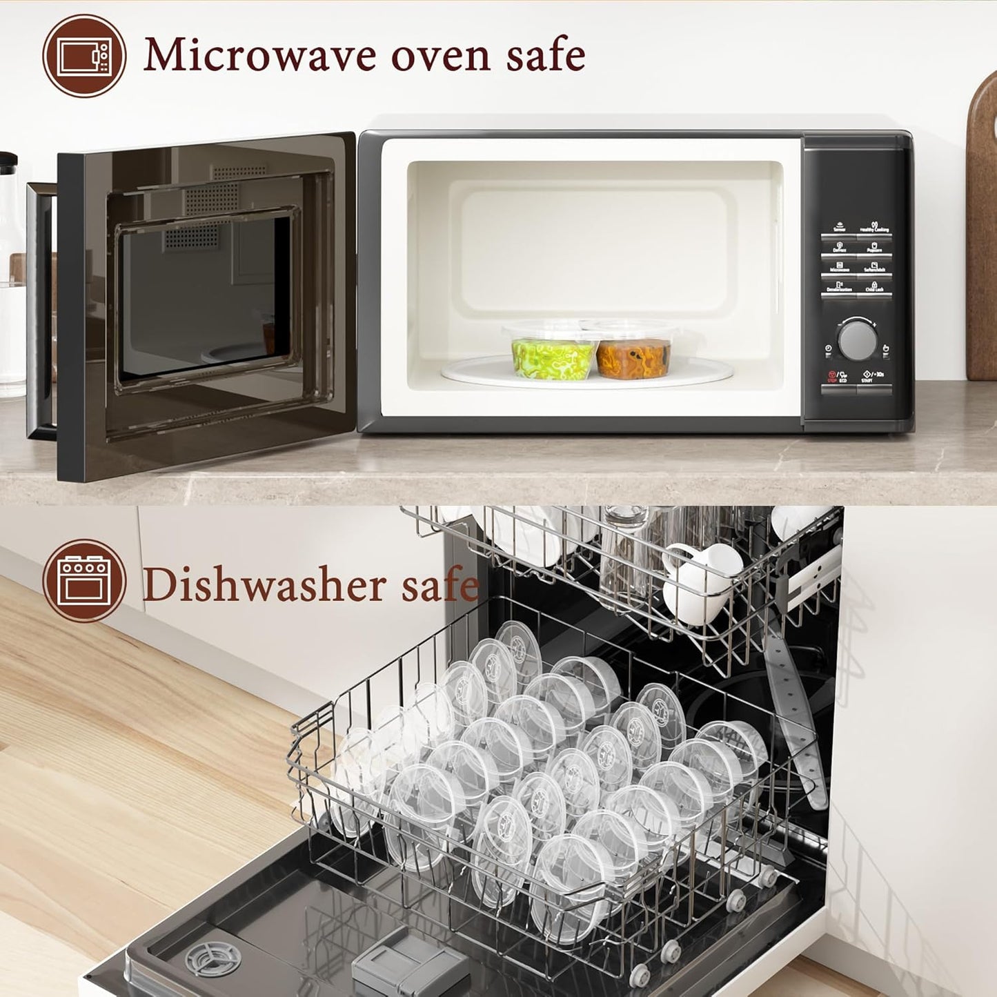 20pcs Reusable Snack Containers with Lids, 2 Compartment Snack Pack Containers for Fruits Candy Sauce Spices