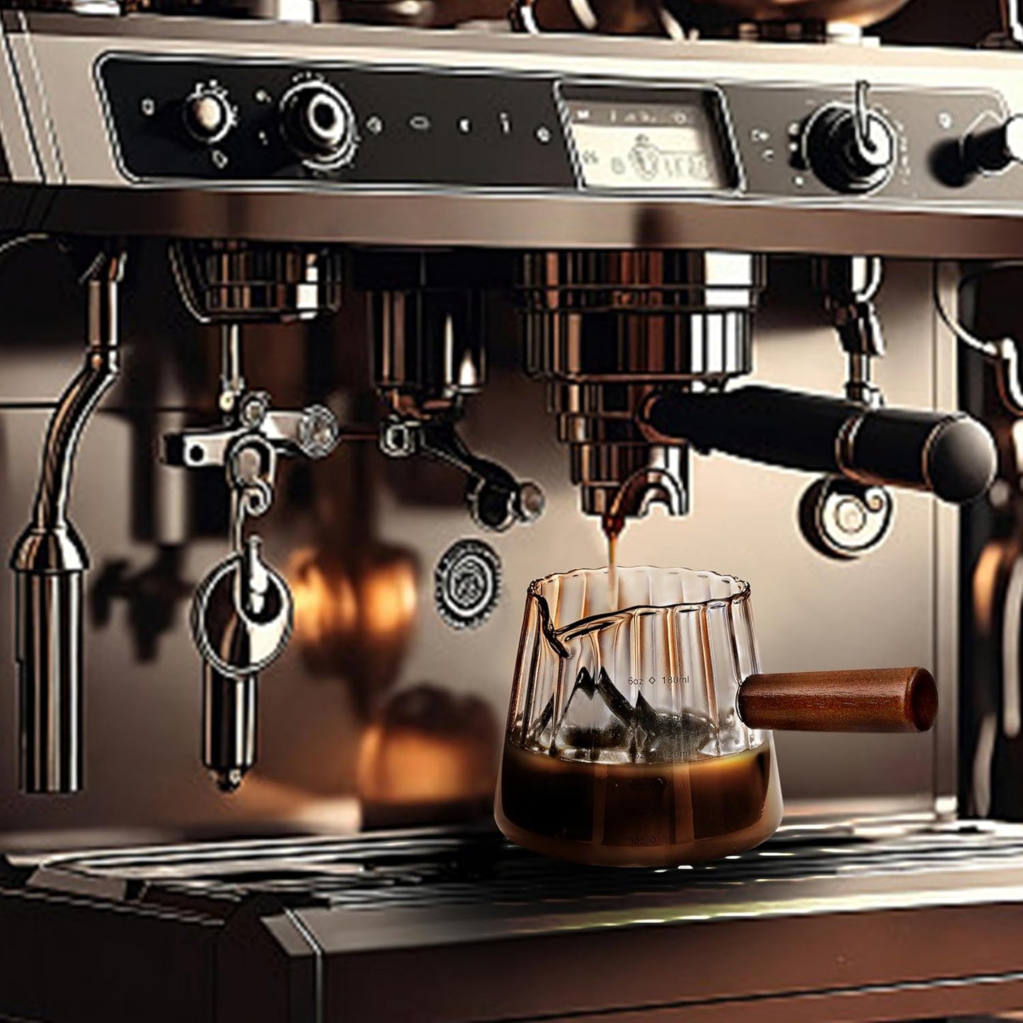 6OZ Espresso Cups Glass, JJOO Espresso Shot Cup With V-Shaped Mouth, Glass Measuring Cup, Markings in both oz & ml