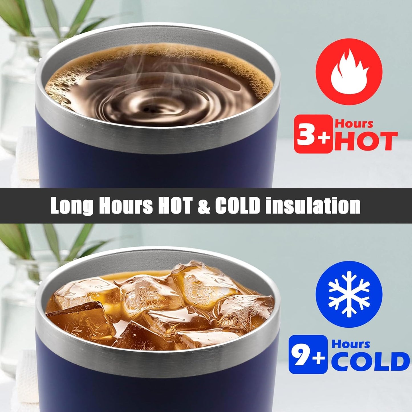 20 oz Tumbler Coffee Tavel Tumblers Bulk with Lid Stainless Steel Double Wall Vacuum Insulated Mug Powder Coated Cups fit Car Cupholder for Hot and Cold - Navy, 1Pack