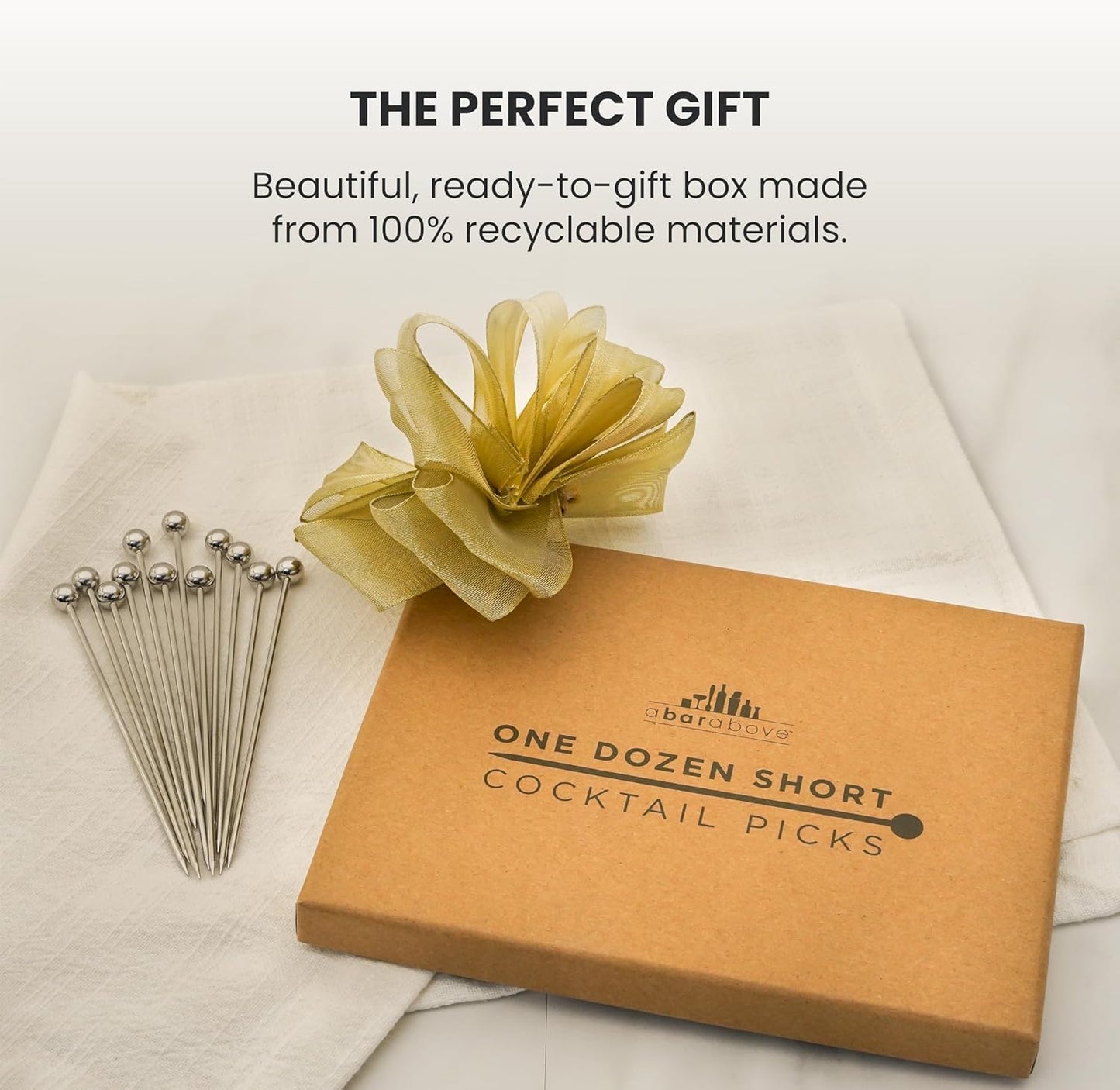 A Bar Above Short Antique Copper Cocktail Picks, Metal Stir Sticks Drink Garnish, Bloody Mary Skewers, Shrimp Cocktail, and More, Cocktail Toothpicks for Appetizers, 12 Cocktails Sticks for Drinks