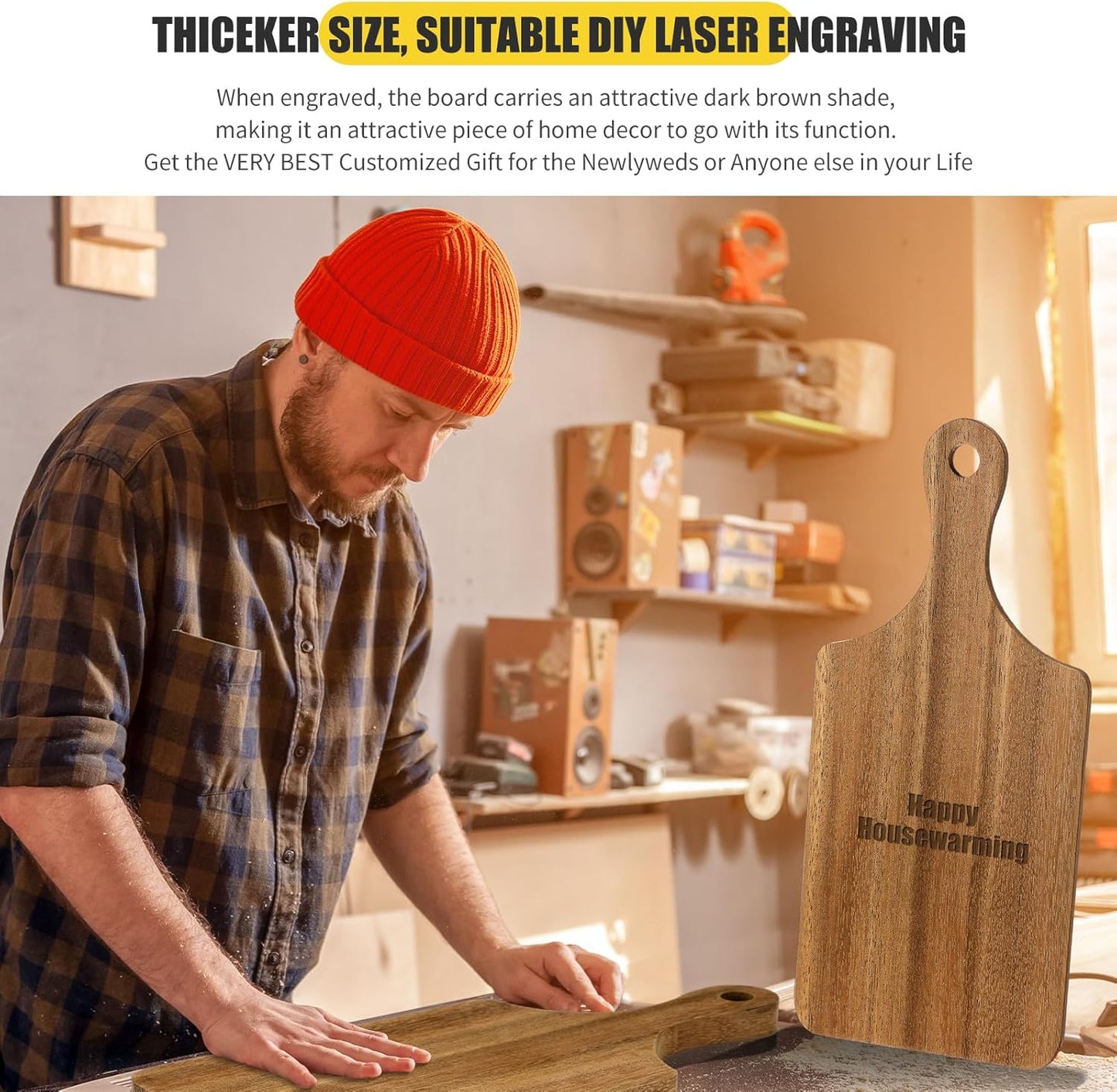 Lounsweer 6 Pcs Thicken Cutting Board Bulk Wood Board for Chopping Serving Charcuterie Material for Laser Engraving Mother' Day Wedding Housewarming Gift