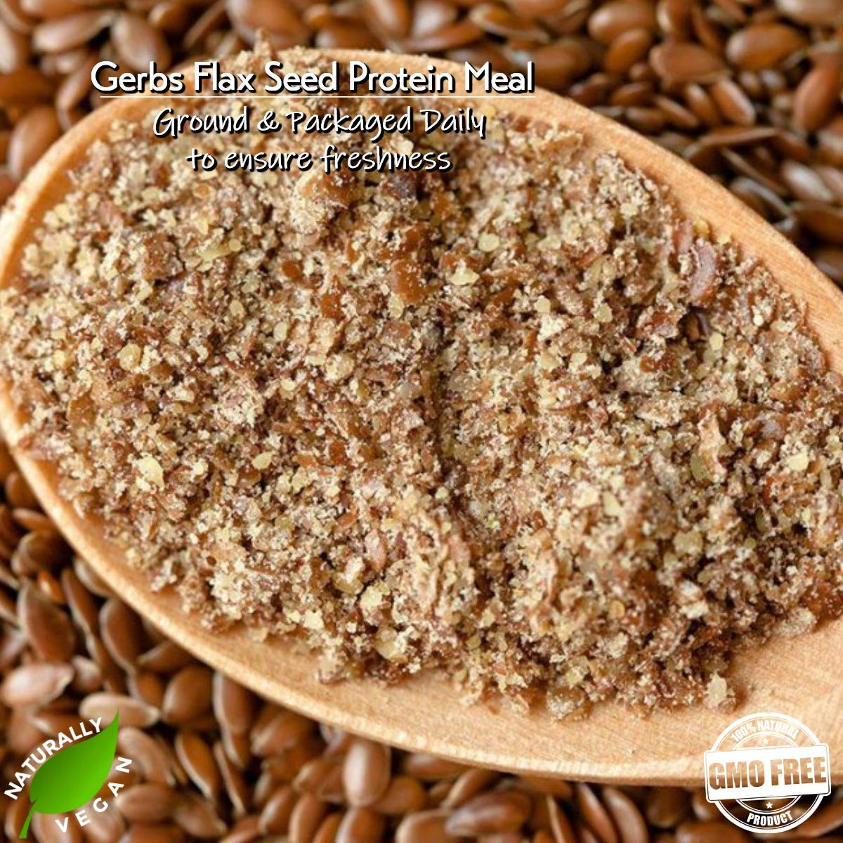 GERBS Flax Seed Meal 2 LBS. Premium Grade | Freshly Harvested & Packaged in Resealable Bulk Bag | Non-GMO, Keto & Paleo Cleared | Improves digestion & Relieves constipation | Gluten Peanut Free