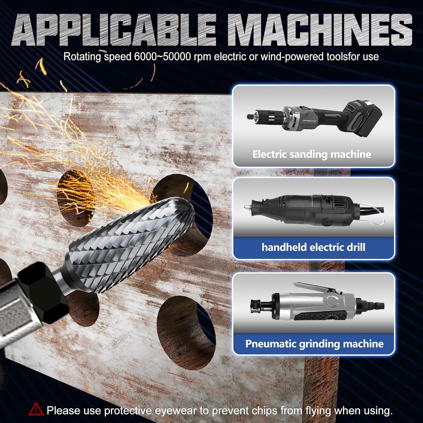 CATITO Arc Cylinder With Ball Top Die Grinder Bit, Cut Carbide Rotary Burr for Steel, Wood and Metal Working, Engraving, polishing and Cleaning