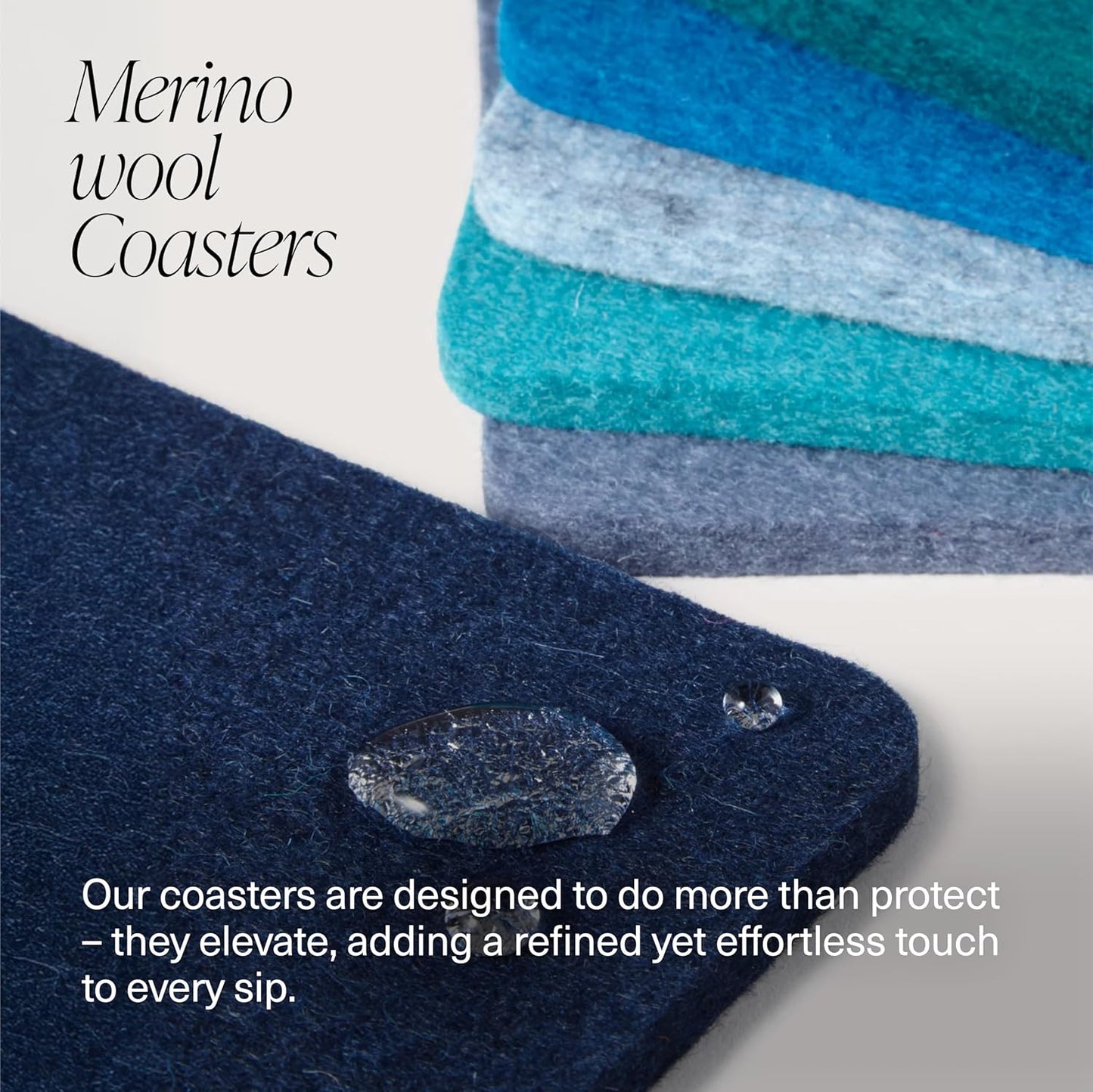 Graf Lantz - Bierfilzl Merino Wool Square Coasters Set of 6 - Chic (4"x4"x5mm) - Absorbs 30% of Weight - Natural German Wool - Heat Resistant, Sustainable, Reusable - Home Decor & Coffee Table Decor