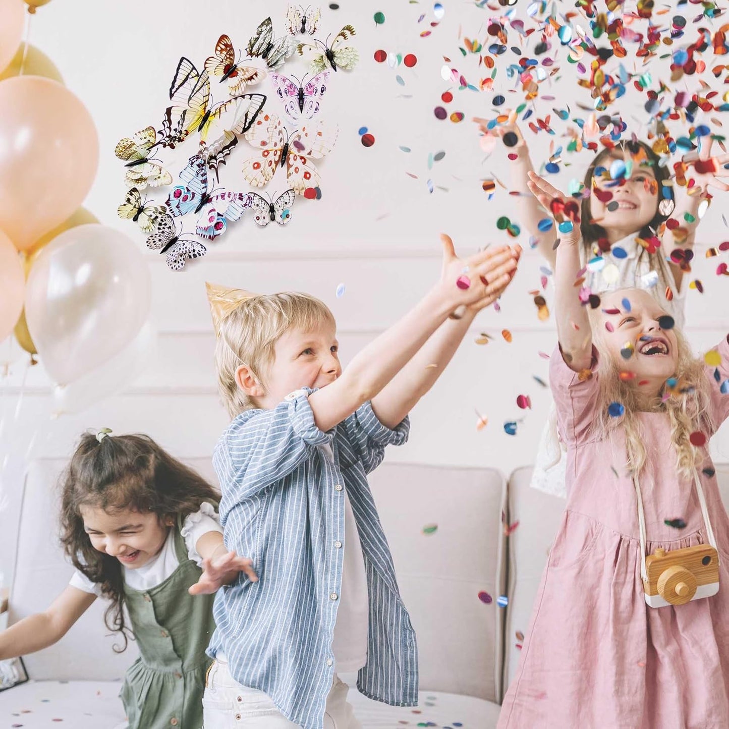 Butterfly Wall Decor 24/48 PCS, 3D Butterflies Stickers for Party Decorations with Magnets (White, 48)