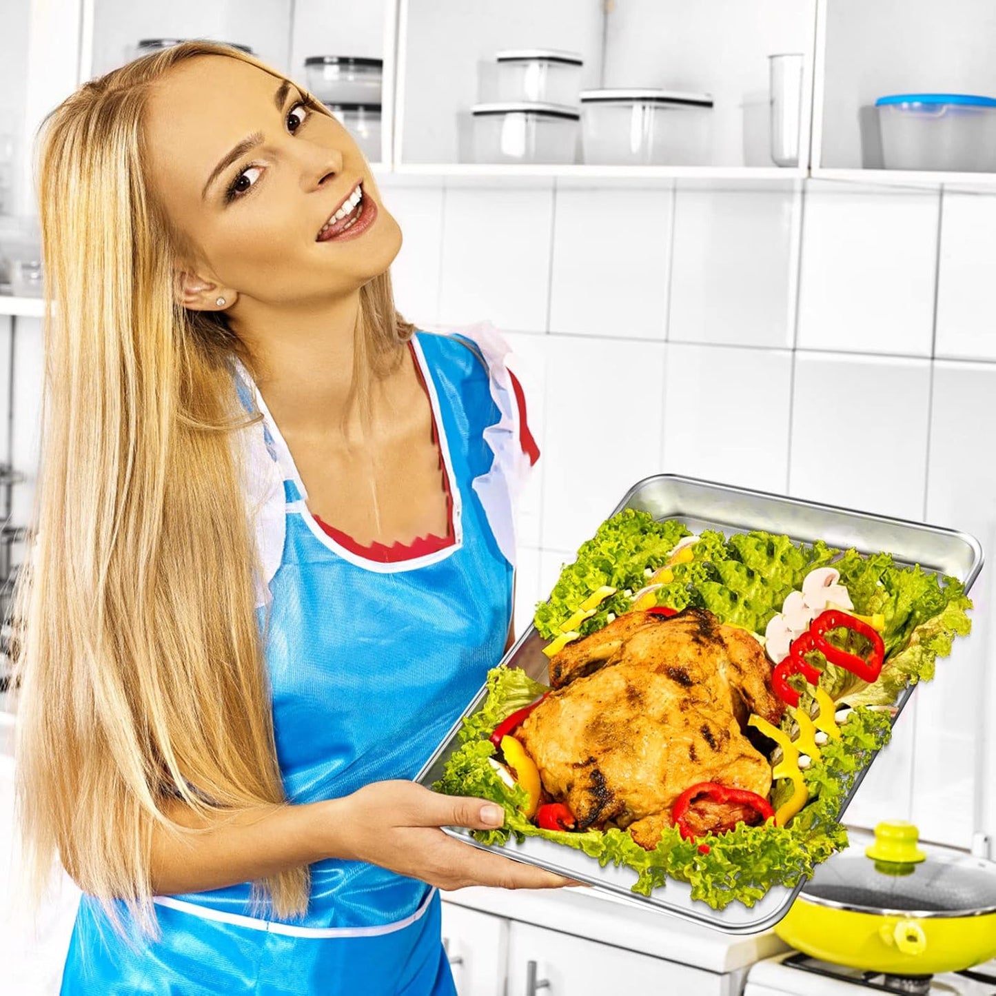 Baking Sheet with Cooling Rack Set [2 Sheets + 2 Racks], Deedro Stainless Steel Cookie Half Sheets Baking Pan Oven Tray with Rack, 12 x 10 x 1 Inch, Heavy Duty, Non-toxic, Dishwasher Safe