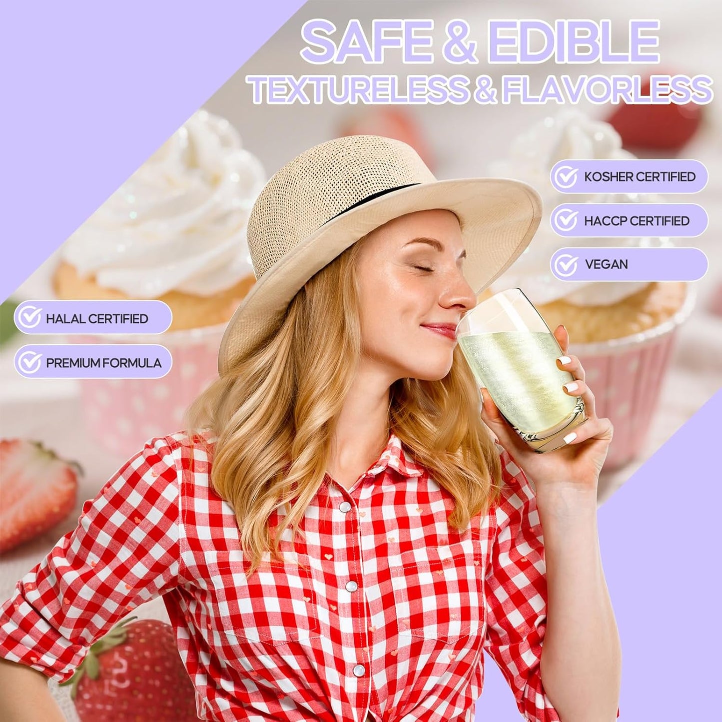 Edible Glitter Spray,Iridescent Gold & Iridescent Violet 2 Colors Food Grade Edible Glitter Set for Drink Cake Beverages,Cupcakes,Cake Pops and Cookies Decorating