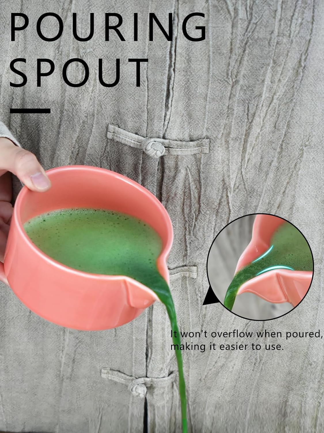 Artcome Premium Matcha Tool Set – Includes Matcha Bowl with Pouring Spout, Whisk, Whisk Holder, Tea Scoop & Matcha Manual - Pink