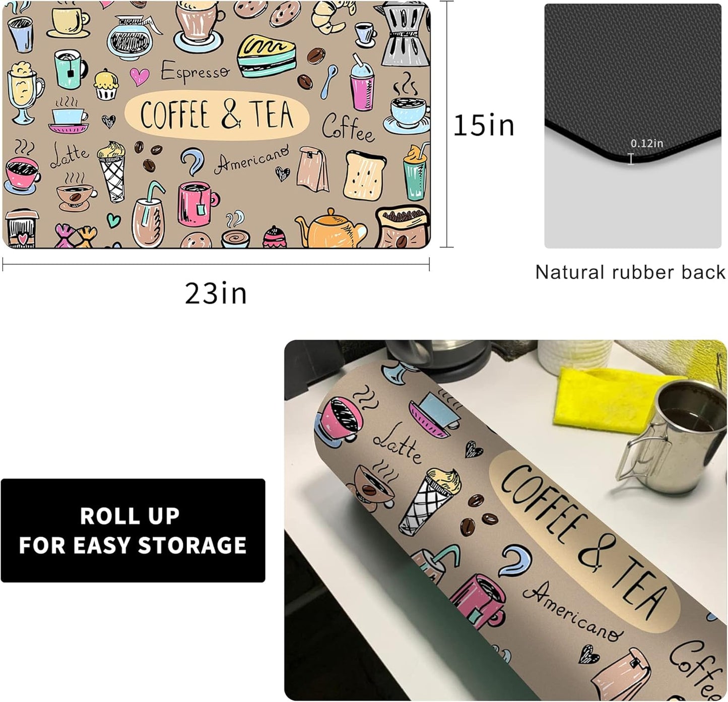 Drip Tray for Coffee Maker,Coffee Pot Mat for Countertops,Coffee Dish Drying Mat for Kitchen Counter Decor,Absorbent Reversible Microfiber Dish Drying Pad Dish Cafe Drainer Rack,pet Water Bowl Mats