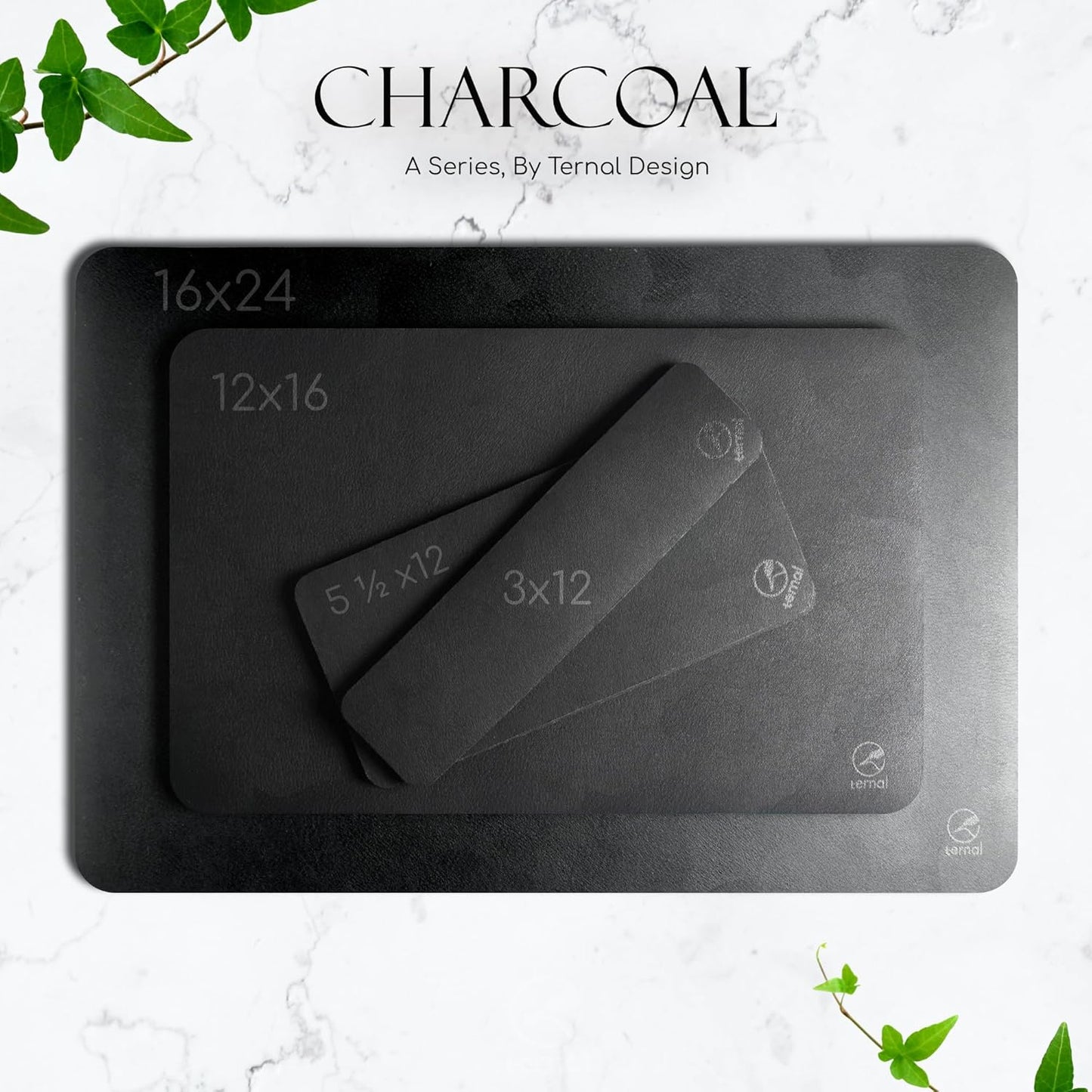 Ternal Coffee Bar & Dish Drying Mat | Rubber-Backed, Anti-Slip Absorbent Mat for Kitchen Counter | Fits Under Coffee Maker, Machine, or Dish Rack | Large Size 24"x16"