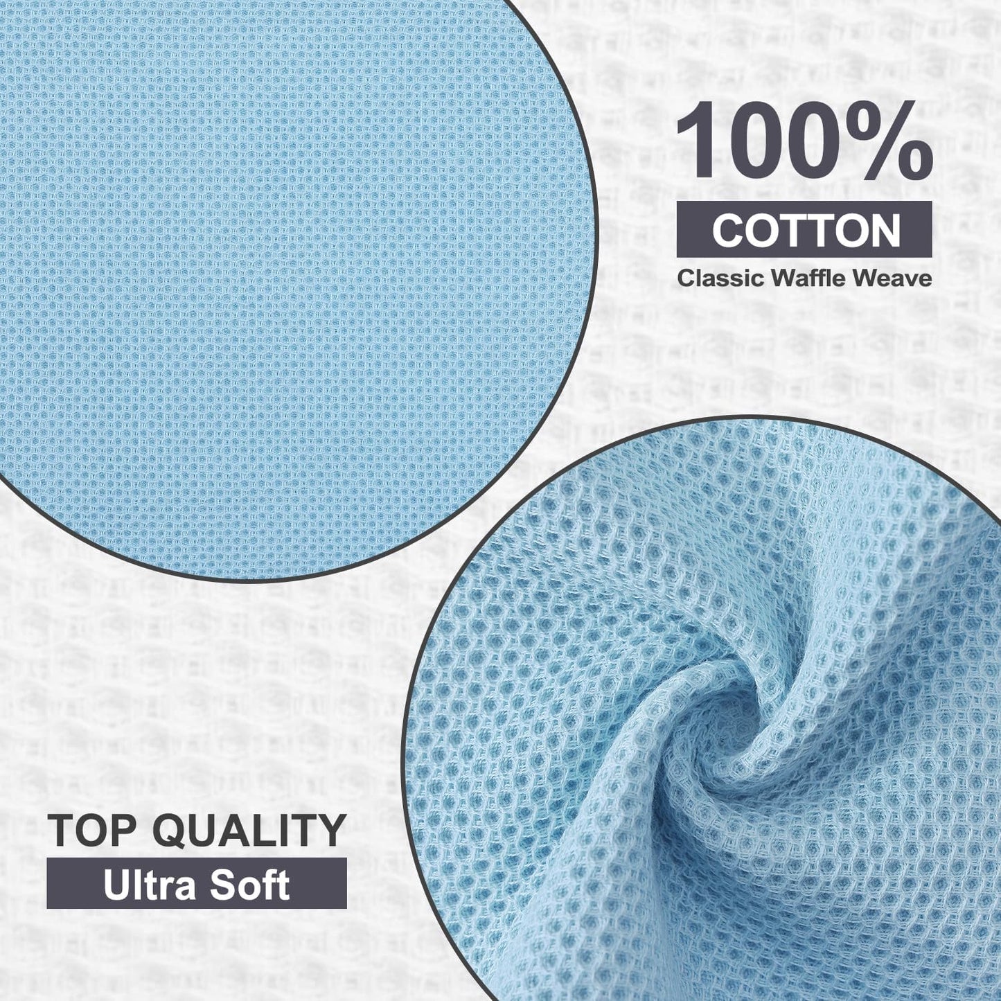 Kitinjoy 100% Cotton Kitchen Dish Cloths (12 X 12 Inches, Sky Blue),8 Pack Waffle Weave Ultra Soft Absorbent Dish Towels for Drying Dishes Quick Drying Kitchen Towels Dish Rags