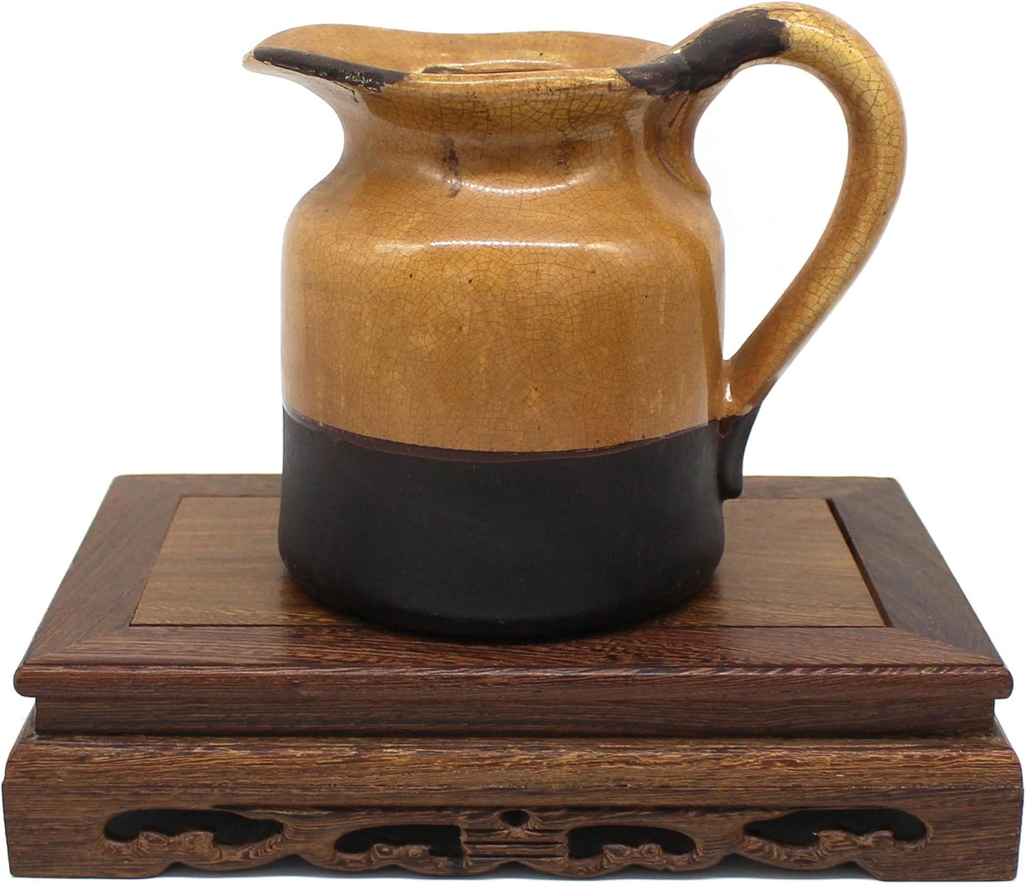 CVHOMEDECO. Primitives Rustic Rosewood Rectangle Display Stand Vase Pot Base Fishbowl Pedestal Stand. (9-1/2 Inch)
