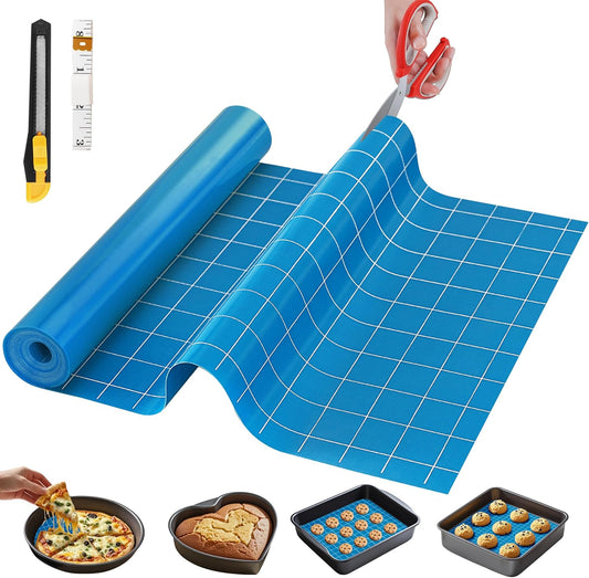 Silicone Baking Mat, 12 IN x 10 FT Free Cutting Baking Sheet, Non-Stick Reusable Dough & Pastry Mat, Non-Slip Silicone Mat Roll for Air Fryer Liner, Freeze Dryer, Oven Baking Pan, Kitchen Counter
