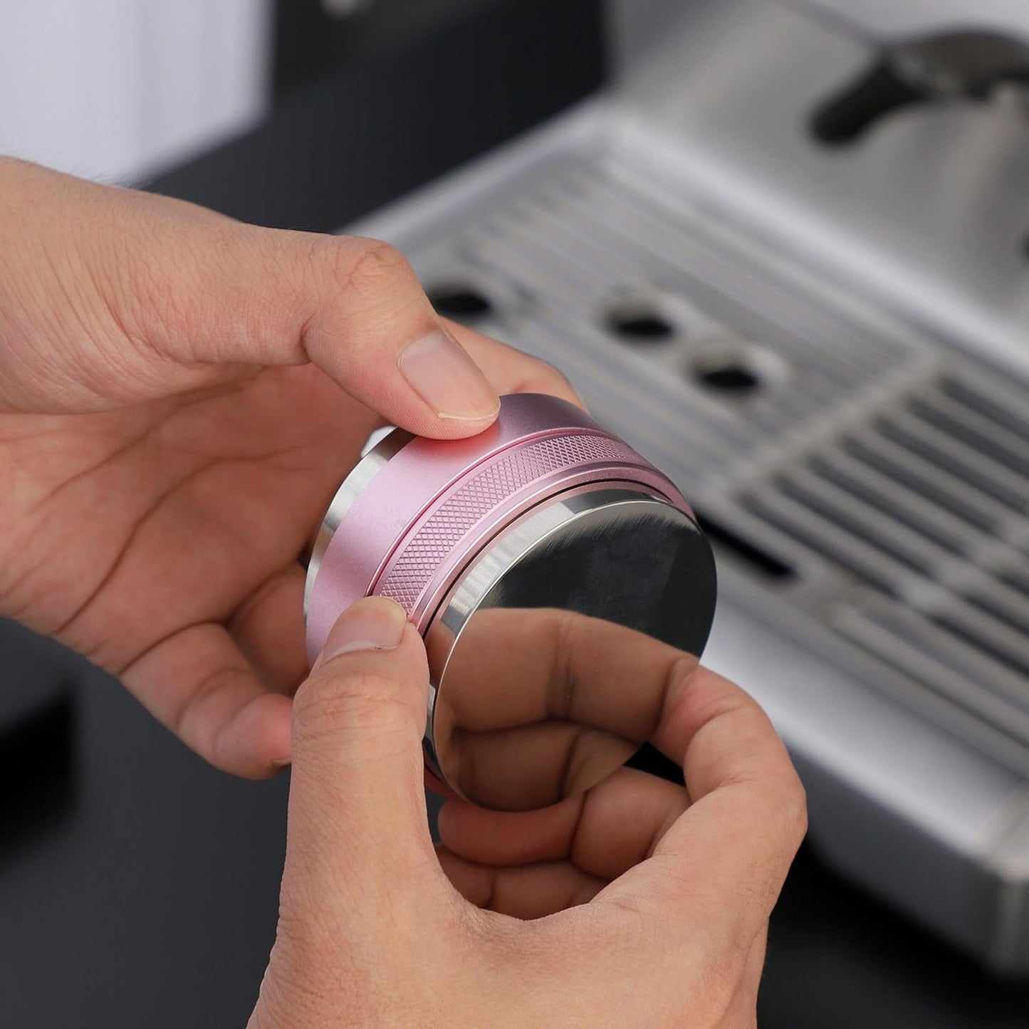 51mm Coffee Distributor and Tamper,Dual Head Coffee Leveler Fits for Delonghi 51mm Portafilter,Professional Espresso Hand Tamper.(Light pink)