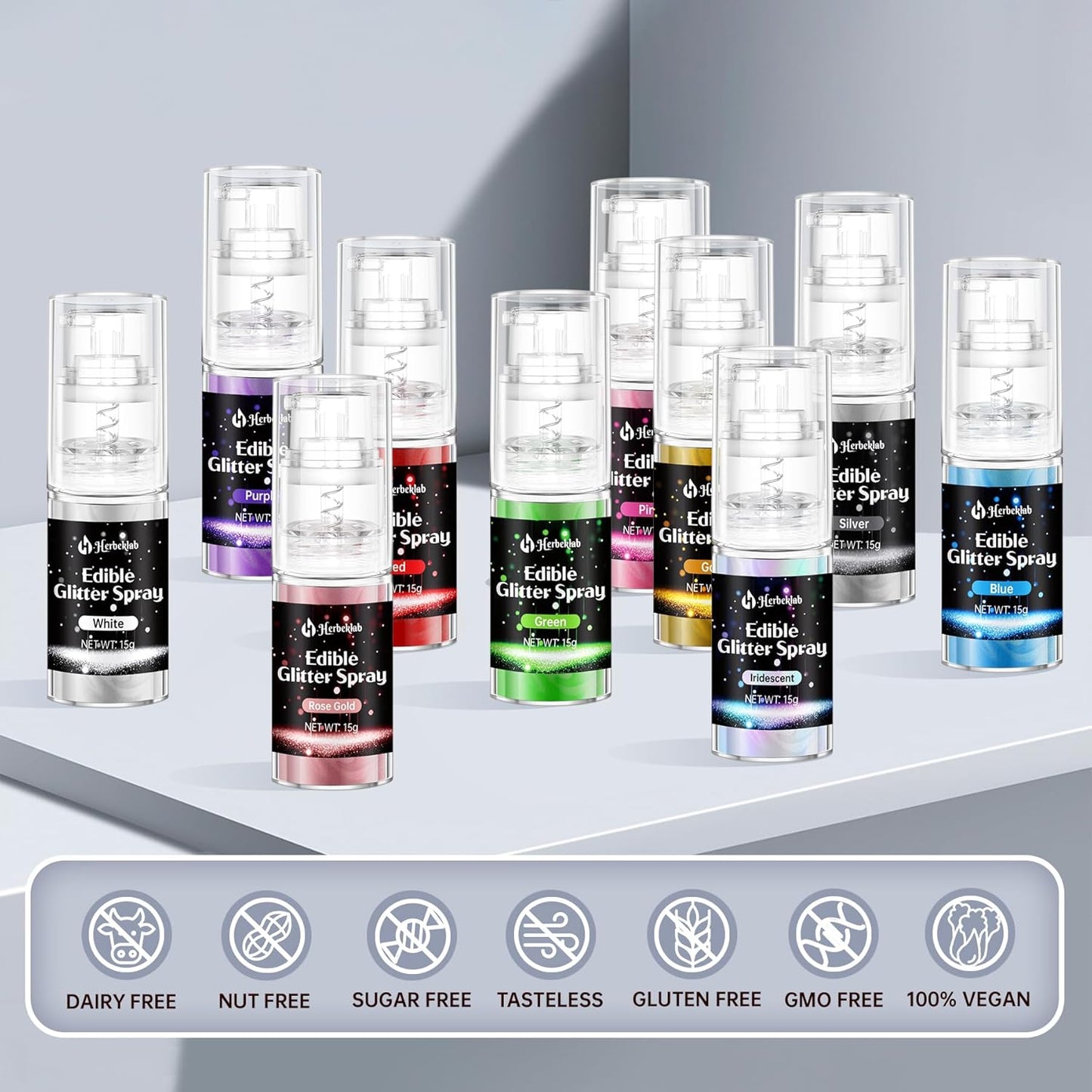 Blue Edible Glitter Spray - 15g Edible Blue Glitter for Cakes Food Grade Metallic Shimmer Powder Cake Spray for Cookie Decorating Chocolate Strawberry