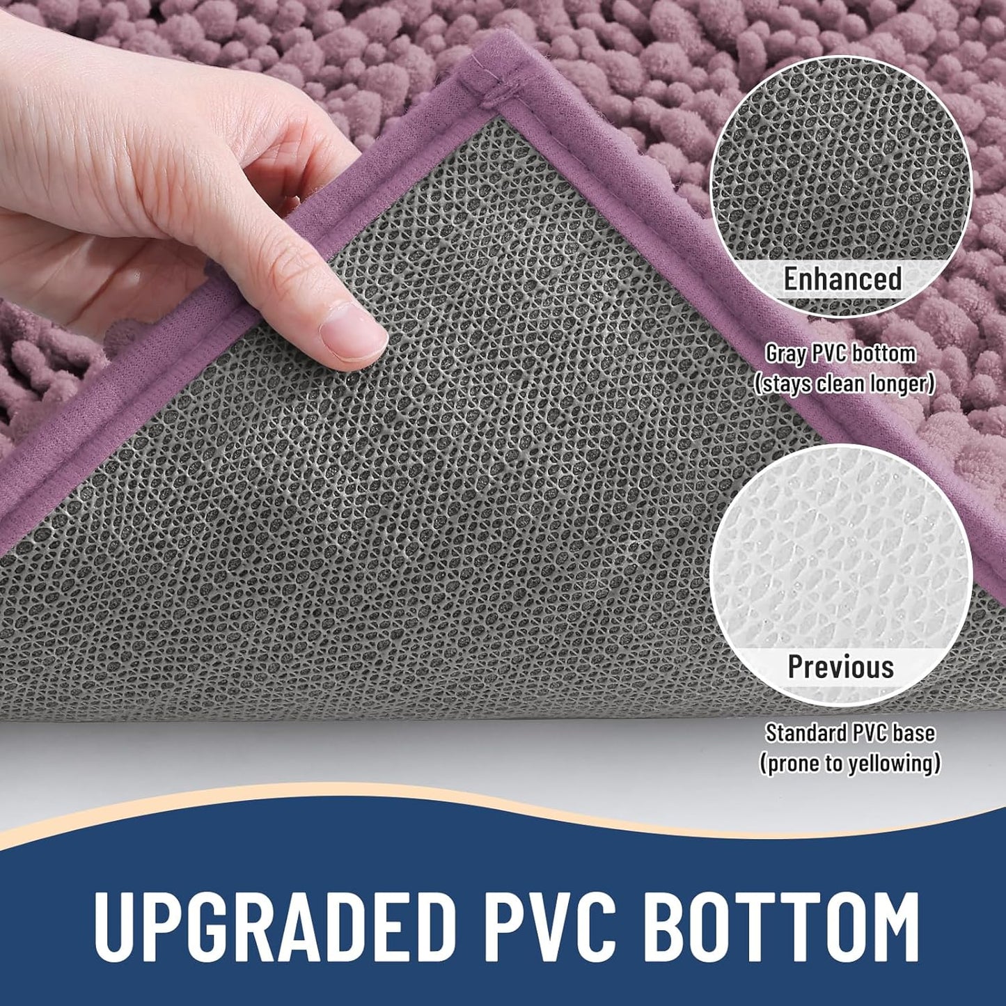 Arotive Luxury Chenille Bathroom Rug Mat, Extra Soft Thick Absorbent Shaggy Bath Rugs, Non-Slip Machine Wash Dry, Plush Bath Mats for Bathroom, Shower and Tub, 34x21, Deep Plum