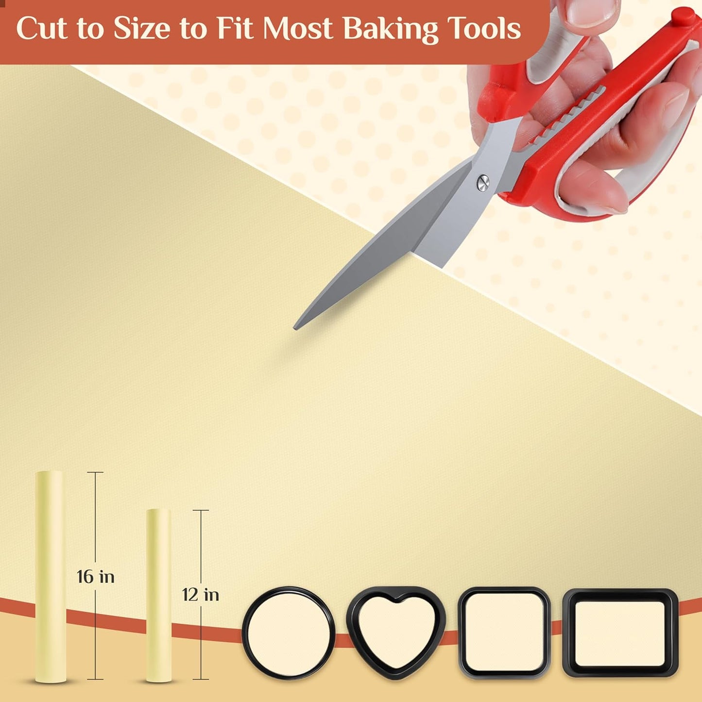 Silicone Baking Mat, 16 IN x 10 FT Free Cutting Baking Sheet,Non-Stick Reusable Dough & Pastry Mat,Non-Slip Silicone Mat Roll for Air Fryer Liner,Freeze Dryer,Oven Baking Pan,Kitchen Counter