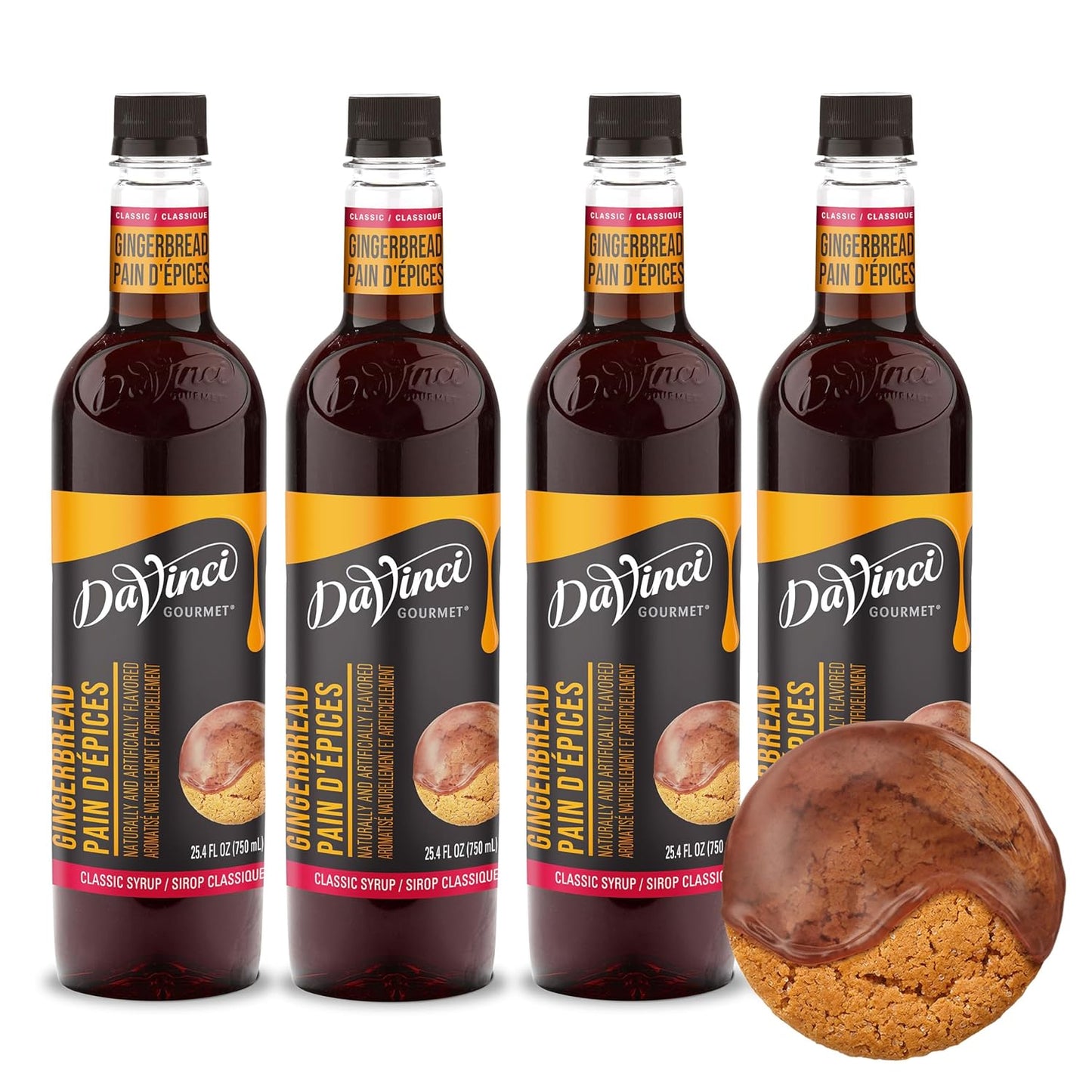 DaVinci Gourmet Classic Gingerbread Syrup, 25.4 Fluid Ounces (Pack of 4)