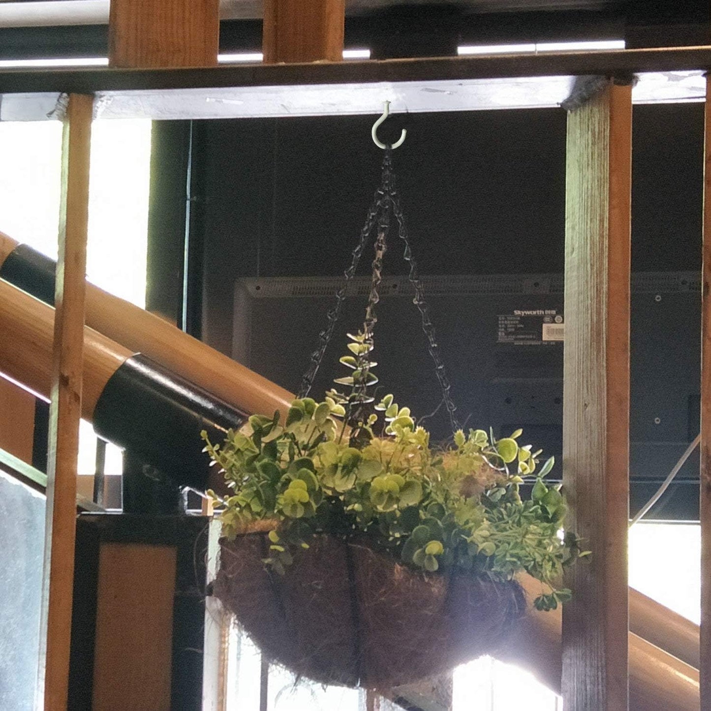 24 Pack Ceiling Hooks for Hanging Plants - 2.2 inches Heavy Duty, Hanging Hooks for Christmas Lights, Cups, Decors - Black Vinyl Coated Screw in Plant Hanger Hook Indoor and Outdoor