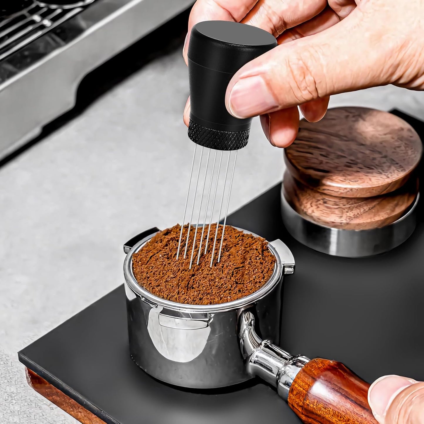 Apexstone Coffee Stirrer Tool, Coffee Stirring Tamper WDT Distribution Tool, Needle Distribution Tool Espresso, WDT Tool Espresso with Stand Black, WDT Tool Espresso Needle
