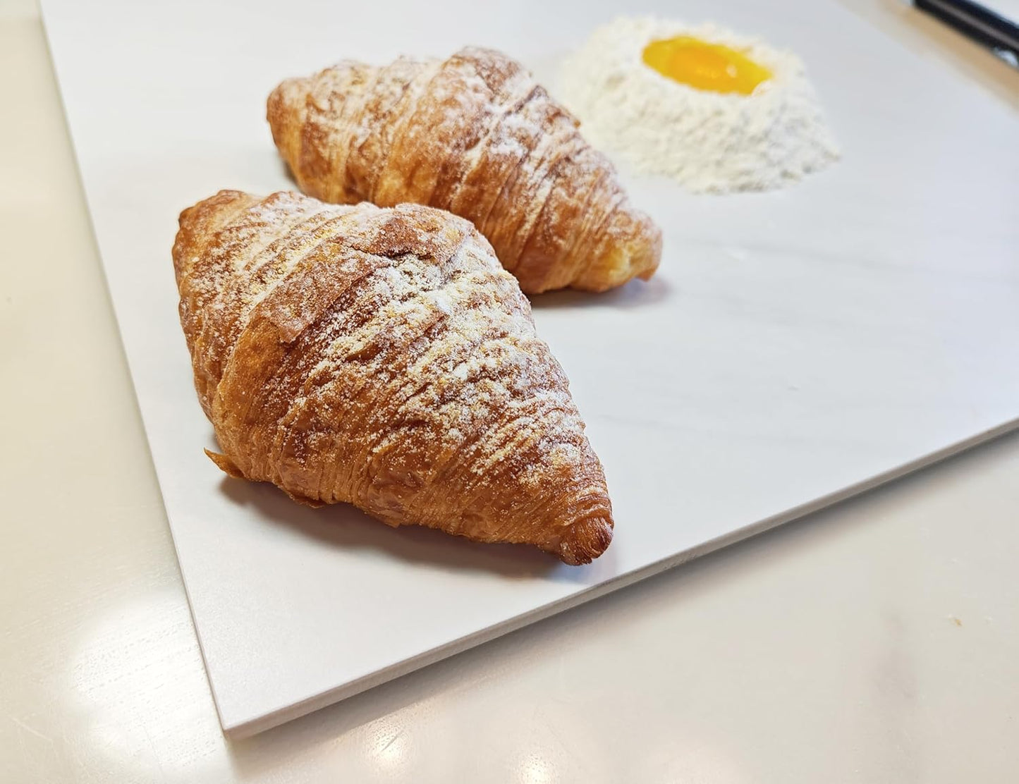 Multi-Purpose Pastry Marble Design Stone Tray Cutting Board Slab 16” x 12” with Non-Slip Feet,Stone Cheese Pastry Board,Marble Serving Tray, Heat Resistant, Easy to Clean (G16, 16 * 12)