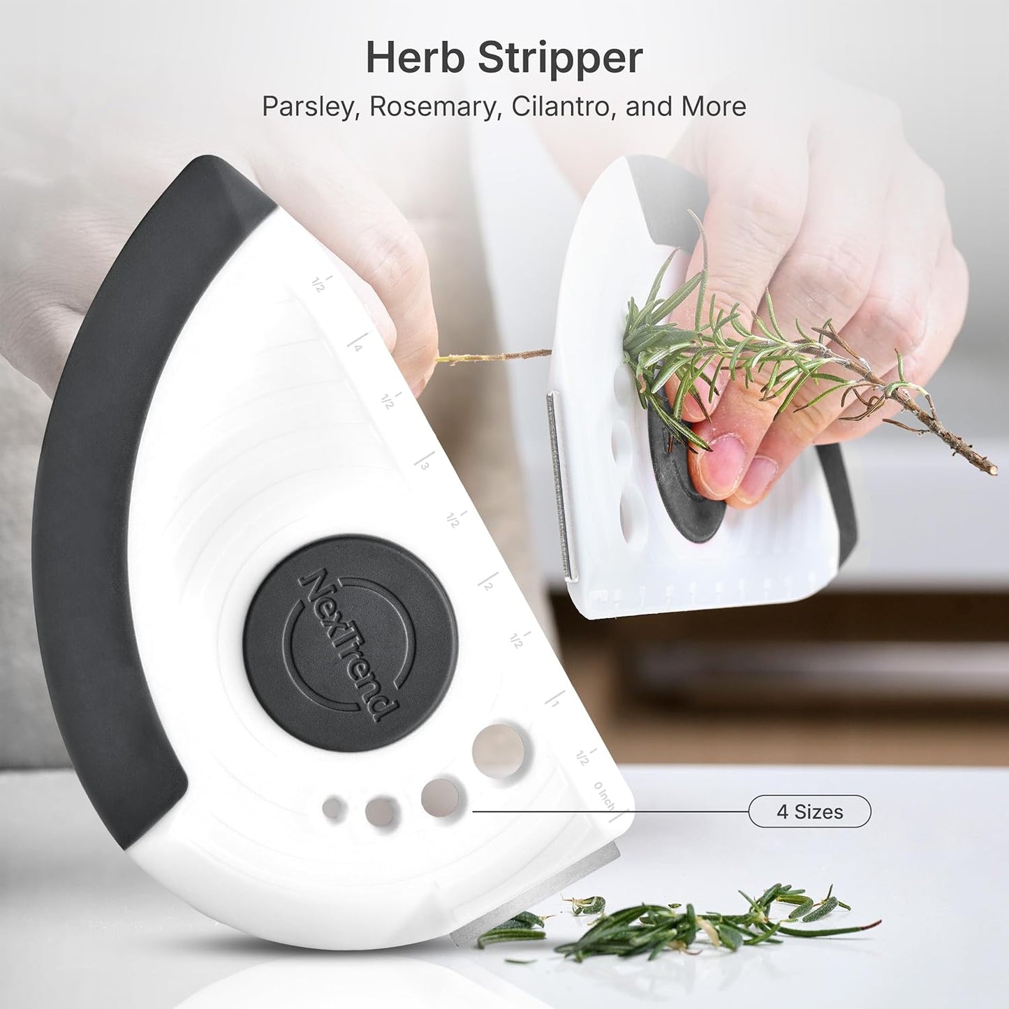 Nextrend BakerScraper – 5-in-1 Flexible Bowl Scraper, Bench Scraper and Dough Scraper with Stainless Steel Edge, Ruler & Herb Stripper – BPA Free, Dishwasher Safe - Gray