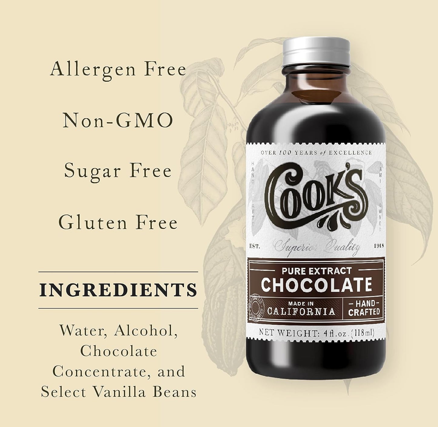 Cook's Pure Chocolate Extract 4 oz