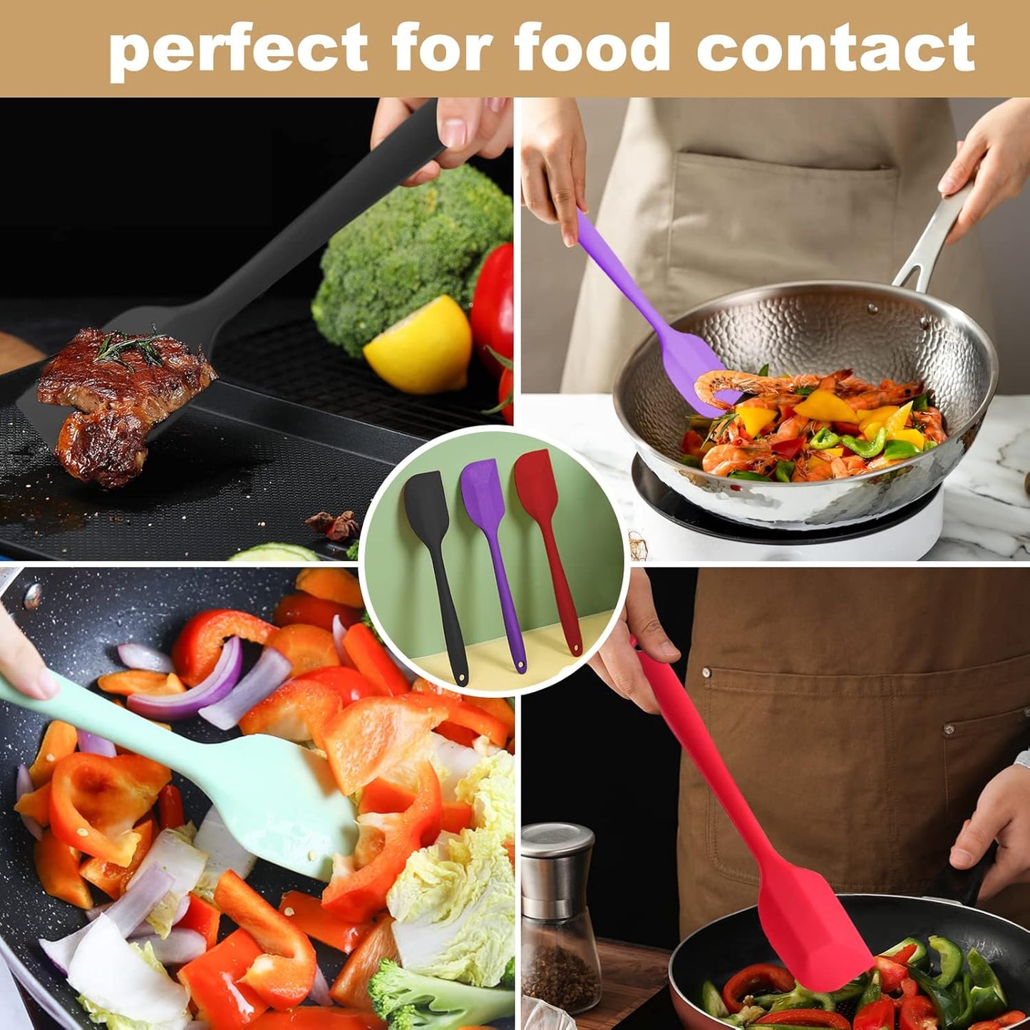 Silicone Spatula Set 6 Pack 8.5 inch Small Rubber Spatula Heat Resistant Mini Silicone Spatula Non-Stick Flexible for Baking Cooking Mixing and Kitchen Use