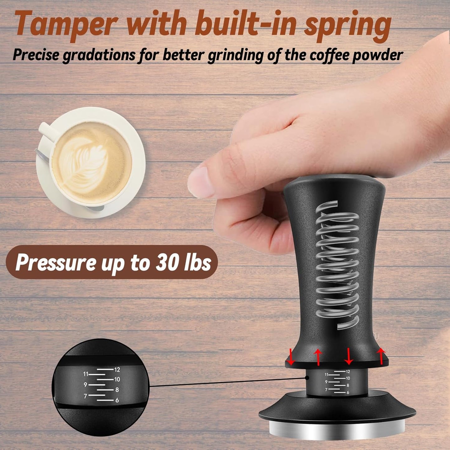51mm Espresso Accessories Kit, Coffee Tamper Set, Spring Loaded Calibrated Tamper, WDT Tool Espresso and Tamper Mat, 51mm Espresso Tamper Kit for Espresso Coffee Machines, Barista Kit