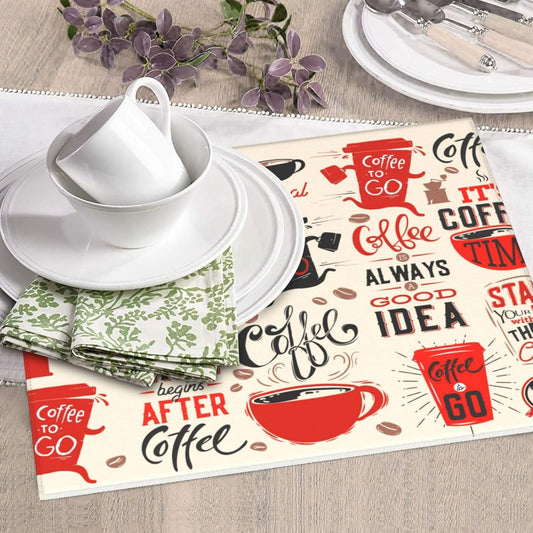 Coffee Themed Dish Drying Mat, Highly Absorbent Microfiber Kitchen Counter Pad Reusable Washable, 16*18"