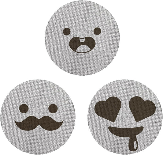 58.5mm Espresso Puck Screen 3-Pack, Lower Shower Screen, Metal Coffee Reusable Filter for 58mm Espresso Portafilter Basket, 1.7 Thickness(Cute Face)