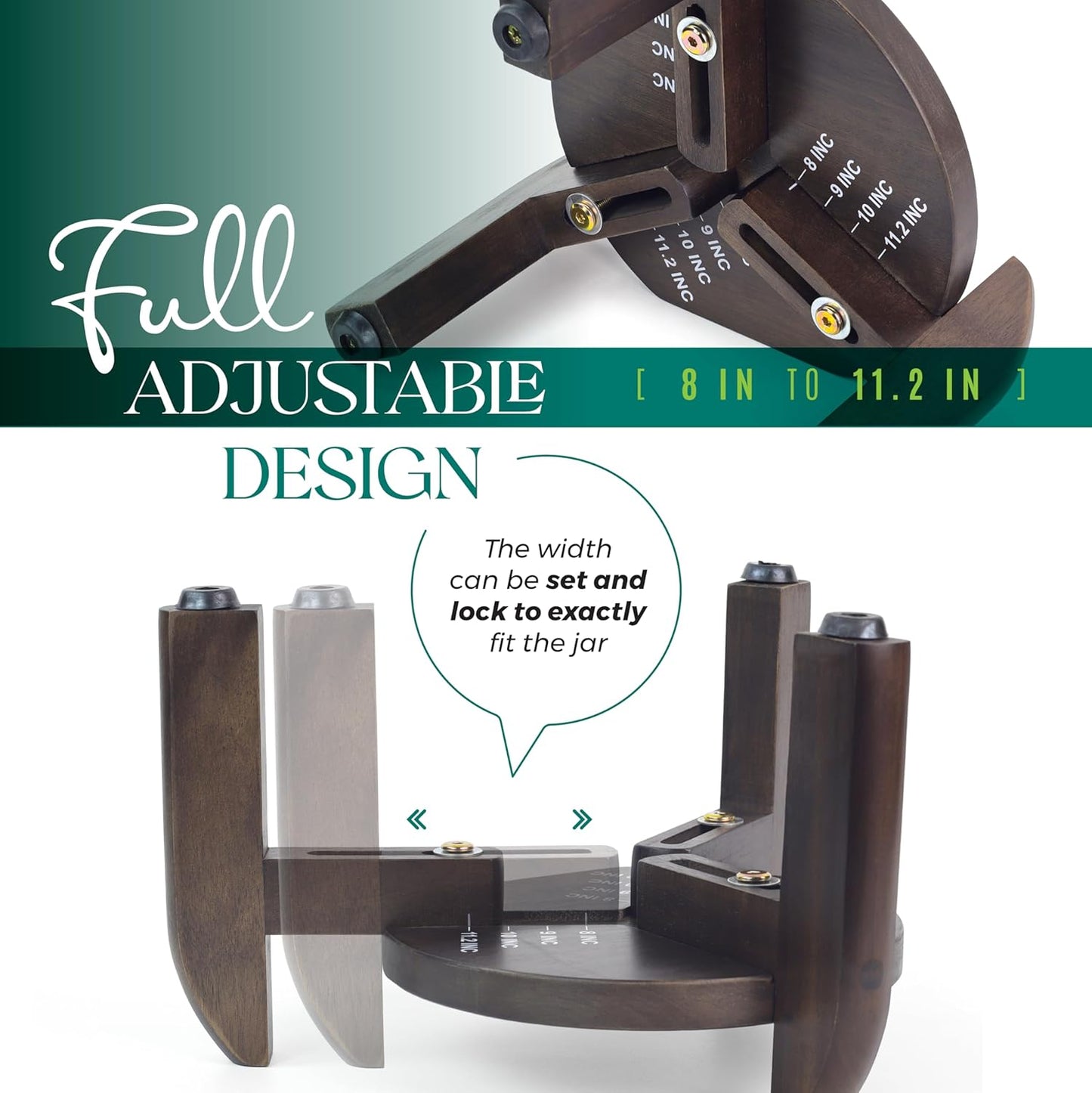 Drink Dispenser Stand Adjustable Width from 8" to 11.2" Wide - Beverage Jar and Water Plastic Jug Holder - to plant flower pots - Adjustable up to11.2-inch Wide (For 5-Gal Jug 8"-11.2")- Walnut Color