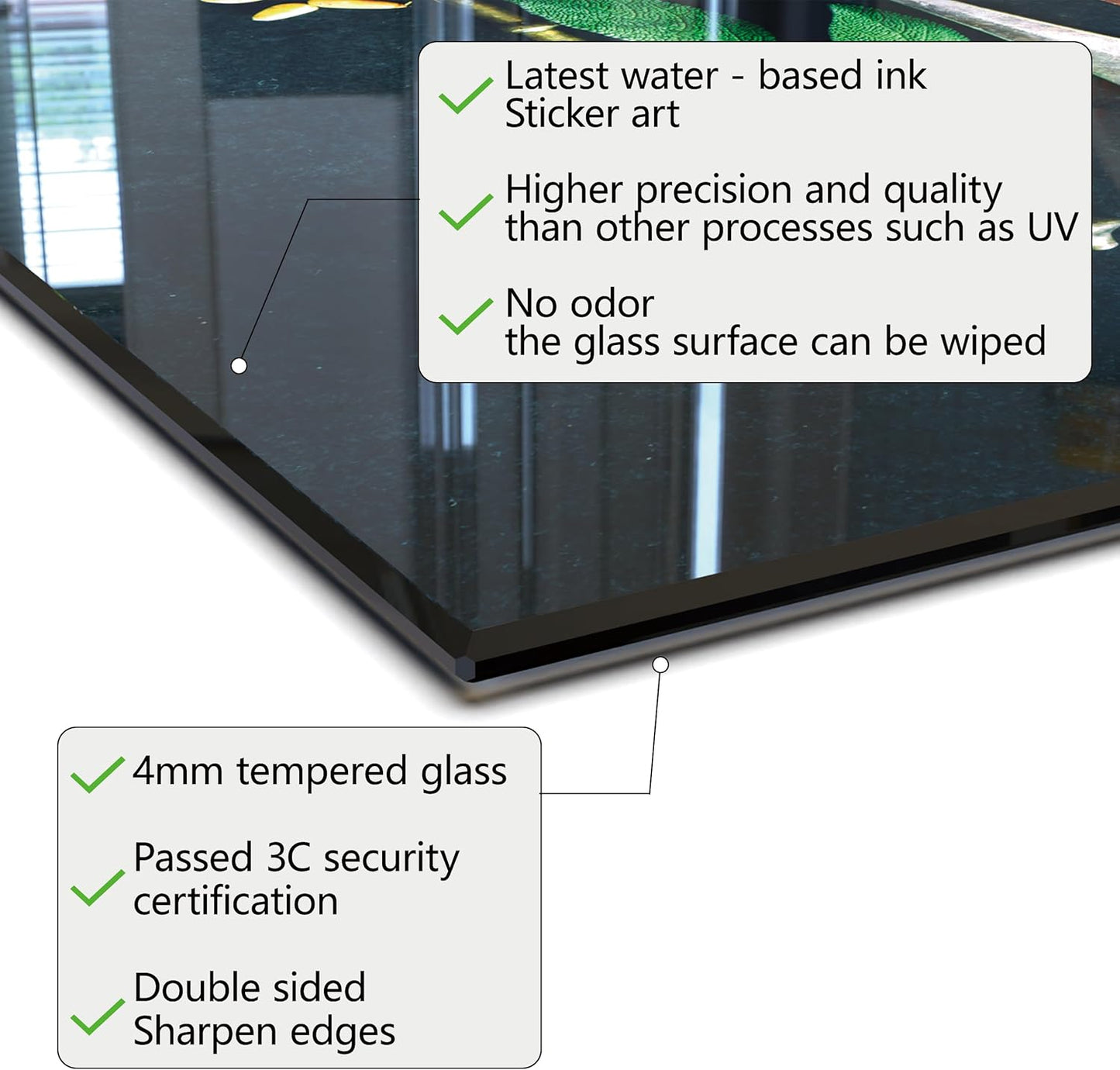 DAIFURONGE Spice Tempered Glass Backsplash For Kitchen Behind Stove,Stove Backsplash Top Cover,Easy to Clean Glass Splashback, Sink Cover Splash Guard,Home Kitchen Wall Decor (23.62"x15.75"(60x40cm))