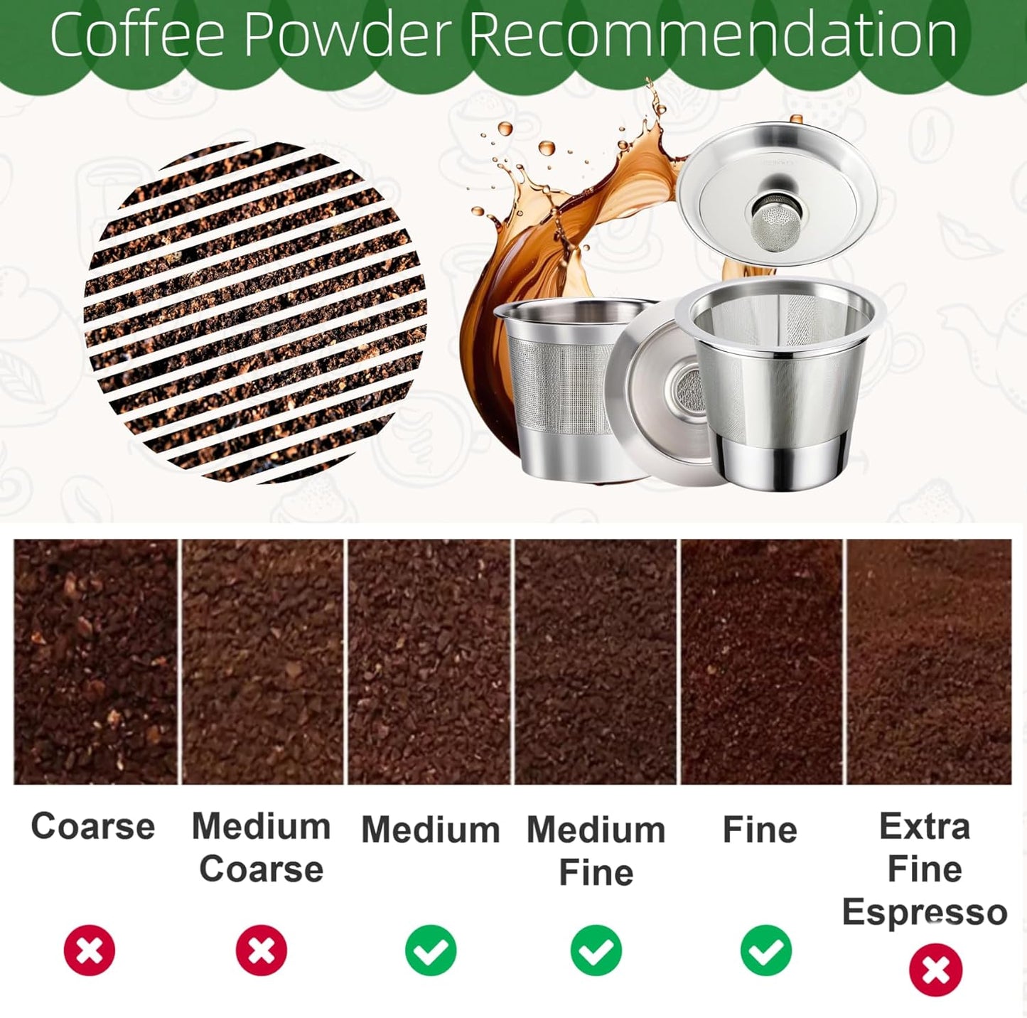 2 Pack Reusable K Cups for Keurig, Stainless Steel Reusable K Pods Coffee Filter, Refillable K Cups Compatible with Keurig 1.0