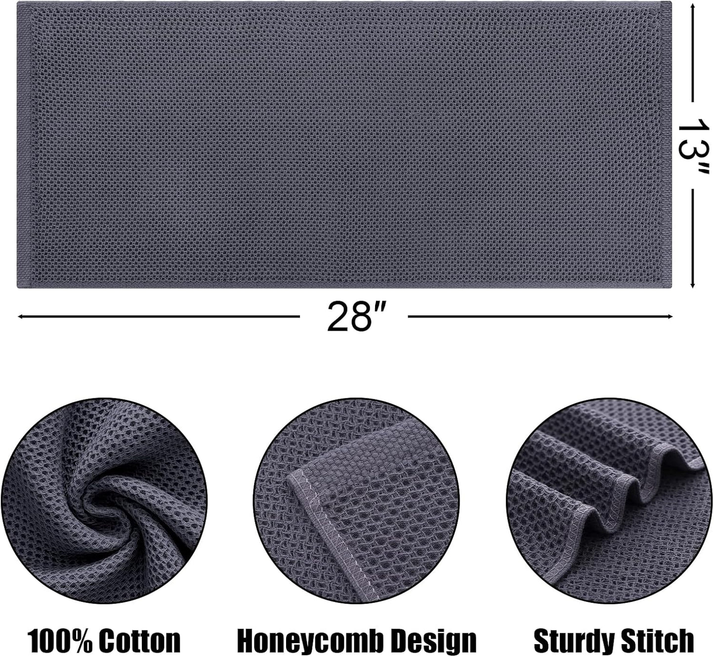 Kitinjoy 100% Cotton Waffle Weave Kitchen Towels, 8-Pack Super Soft and Absorbent Dish Towels for Drying Dishes, Kitchen Hand Towels, 13 in x 28 in, Multicolor