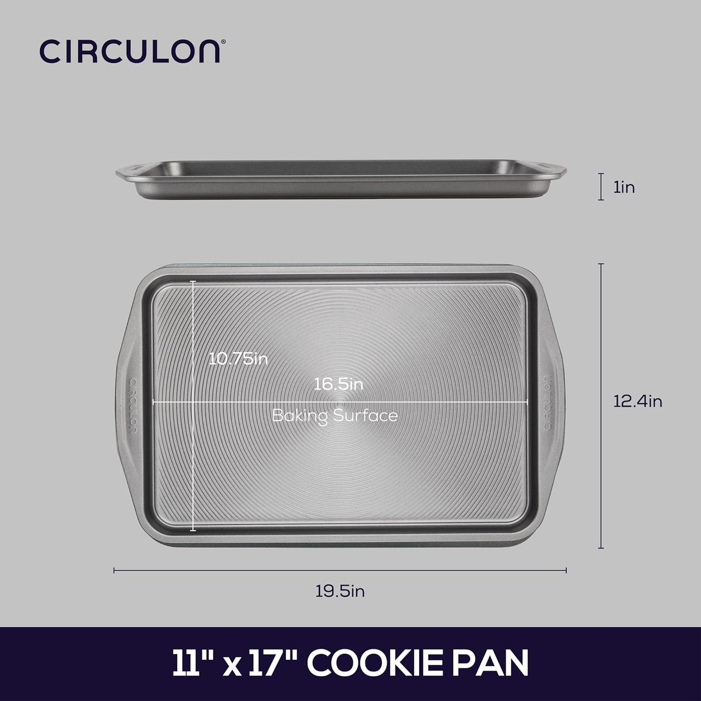 Circulon Nonstick Bakeware, Nonstick Cookie Sheet / Baking Sheet - 11 Inch x 17 Inch, Dark Gray