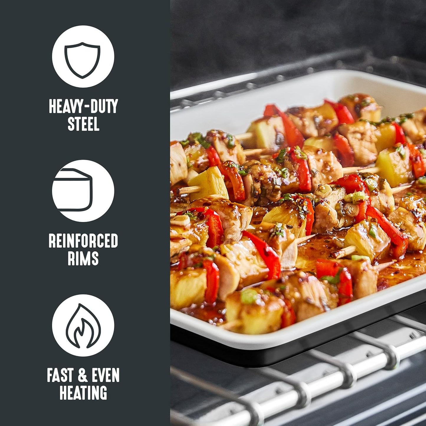 GreenLife Bakeware 18” x 13” Half Cookie Sheet Baking Pan, Non-Toxic PFAS-Free Healthy Ceramic Nonstick, Oven Safe to 450°F, Easy Release, Even Heating, Easy Clean, Black