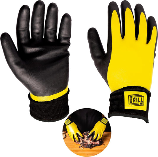 Hey Grill Hey Pitmaster Gloves | BBQ Gloves | Heat Protection up to 500°F or 260°C | High Temp Resistance | Fireproof Glove for Grilling Smoking Barbecue | Washable Mitts | Waterproof | Size - XXL