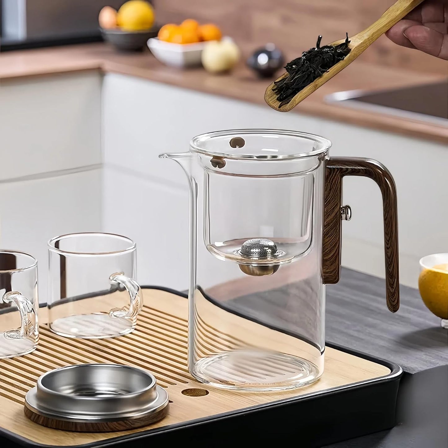 Enchanti Tea Pot, Creative Witchcraft Magic Glass Teapot, Detachable Loose Tea Glass Tea Infuser, Ideal for Tea Steeper-27oz (approx. 800 ml)