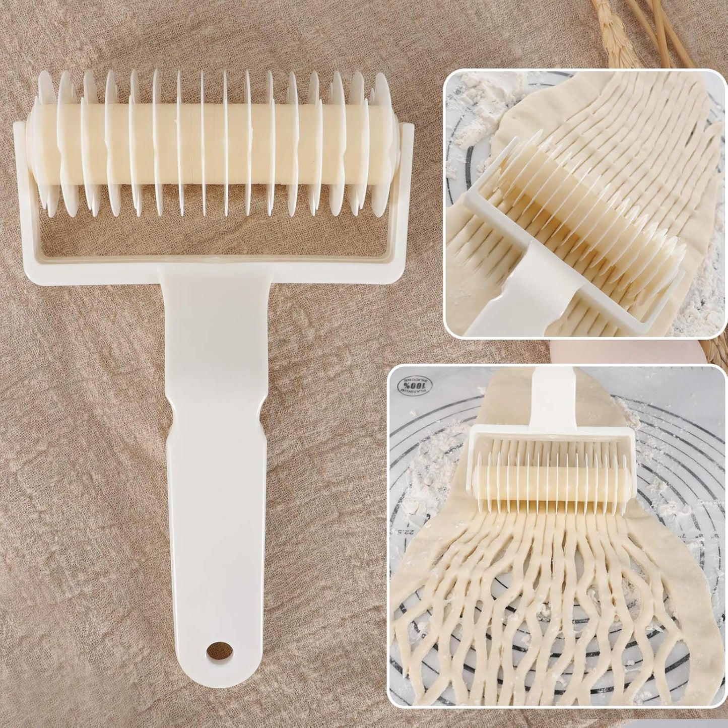 Lamoutor 2Pcs Lattice Roller Cutter Pastry Cutter Roller DIY Baking Tool for Dought Cookie Pie Pizza Bread Pastry