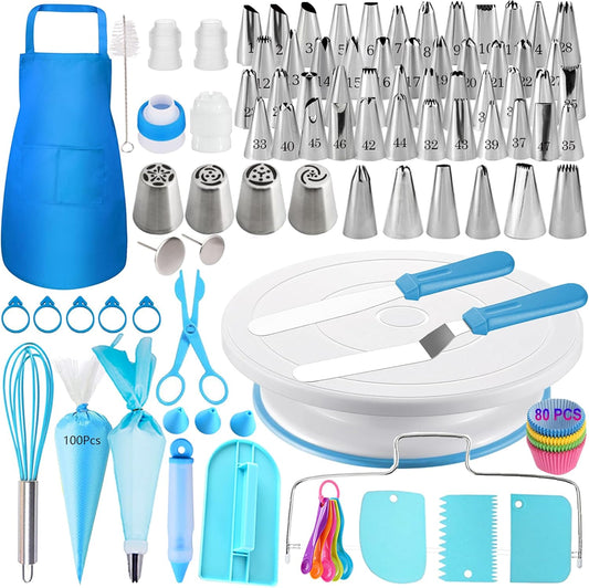 268PCS Cake Decorating Kit - Cake Decorating Tools with Cake Turntable, Piping Bags and Tips Set, 2 Icing Spatulas, 3 Cake Scraper, Russian Piping Kit - Baking Supplies for Beginners