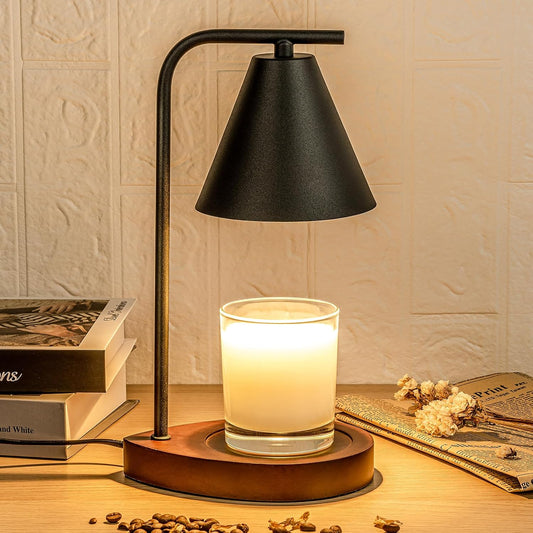 Black Candle Warmer Lamp with Timer, Birthday Gifts for Women Men, House Warming Gifts New Home Decor Aesthetic Black Walnut, Electric Dimmable Wax Melt Warmer for Jar Candles