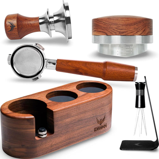 54mm Espresso Tamper Kit for Breville Machines Includes Tamping Station, Bottomless Portafilter, Spring Tamper, Distribution Tool and WDT Distributor
